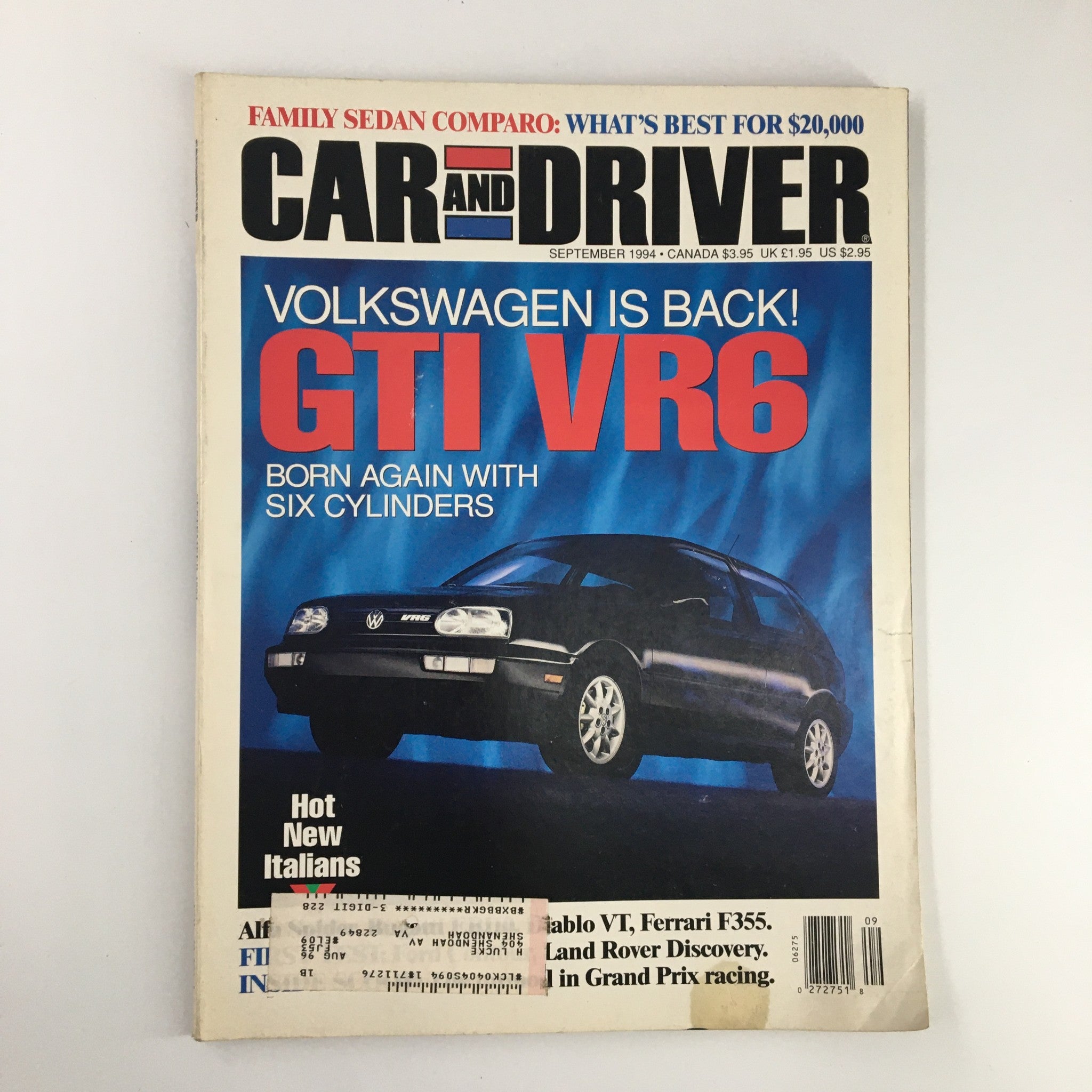 Car and Driver Magazine September 1994 Volkswagen is Back with GTI VR6