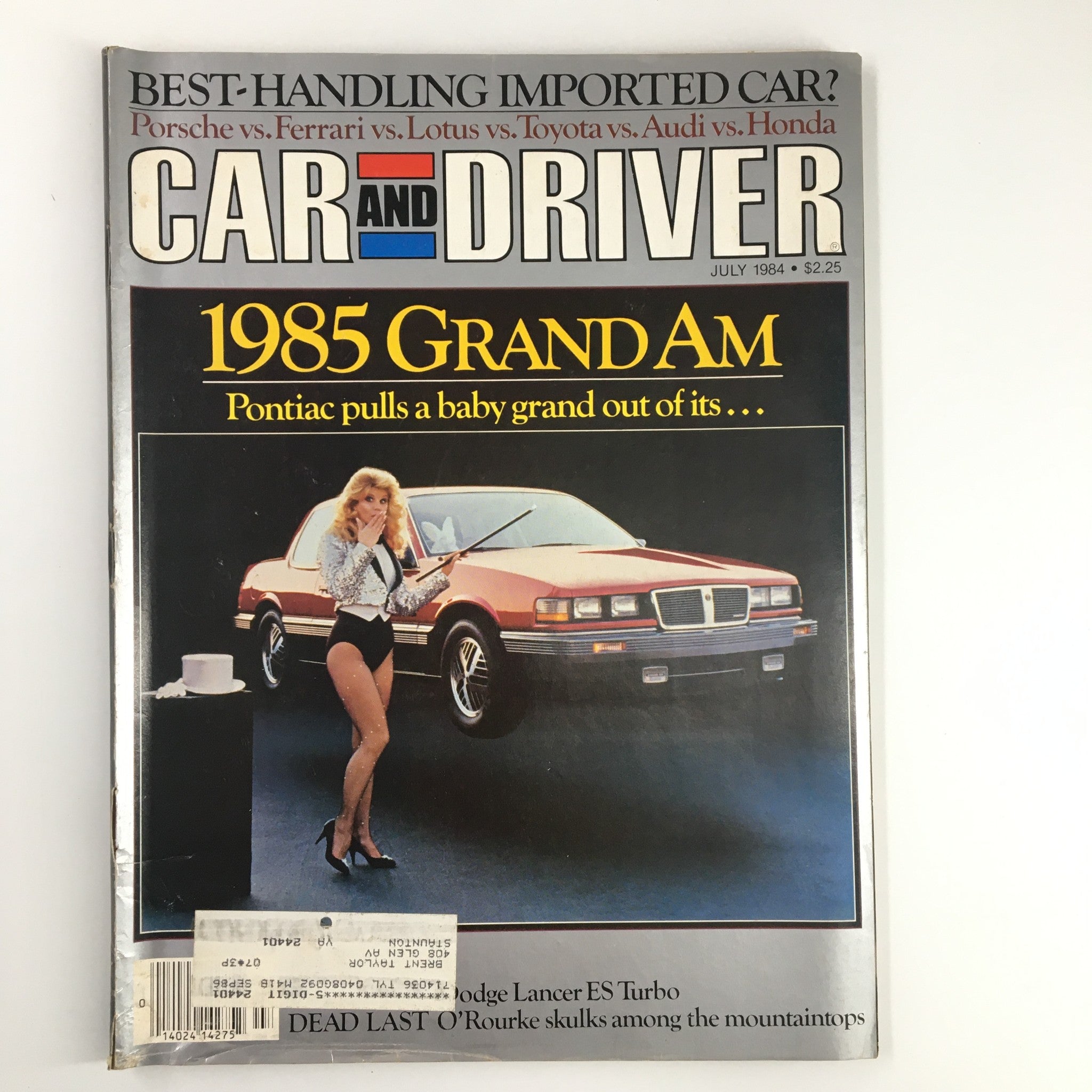 Car and Driver Magazine July 1984 Porsche vs Ferrari vs Lotus vs Toyota vs Audi