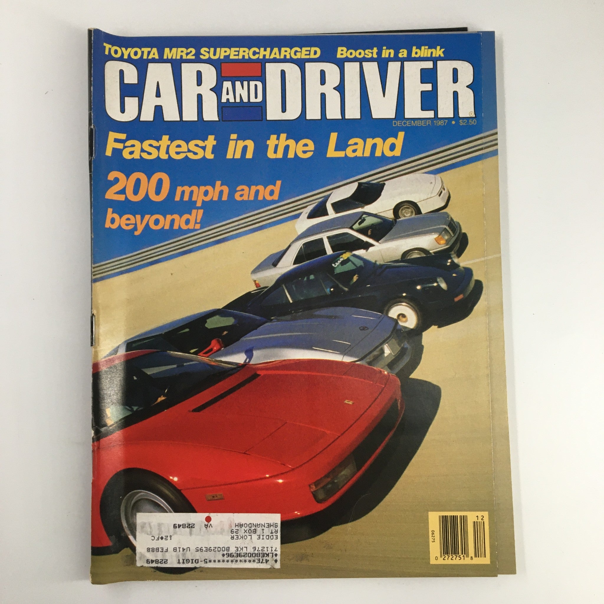 Car and Driver Magazine December 1987 Toyota MR2 Supercharged Boost in a Blink