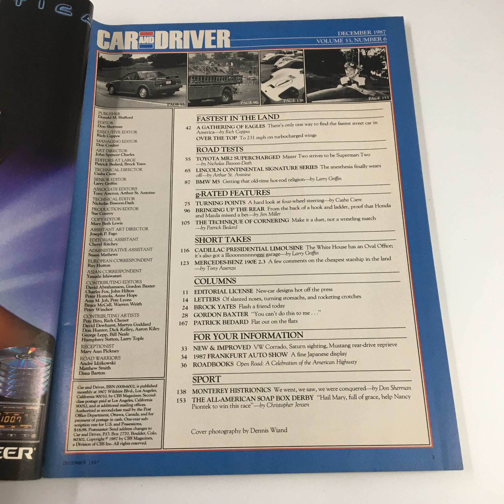 Car and Driver Magazine December 1987 Toyota MR2 Supercharged Boost in a Blink