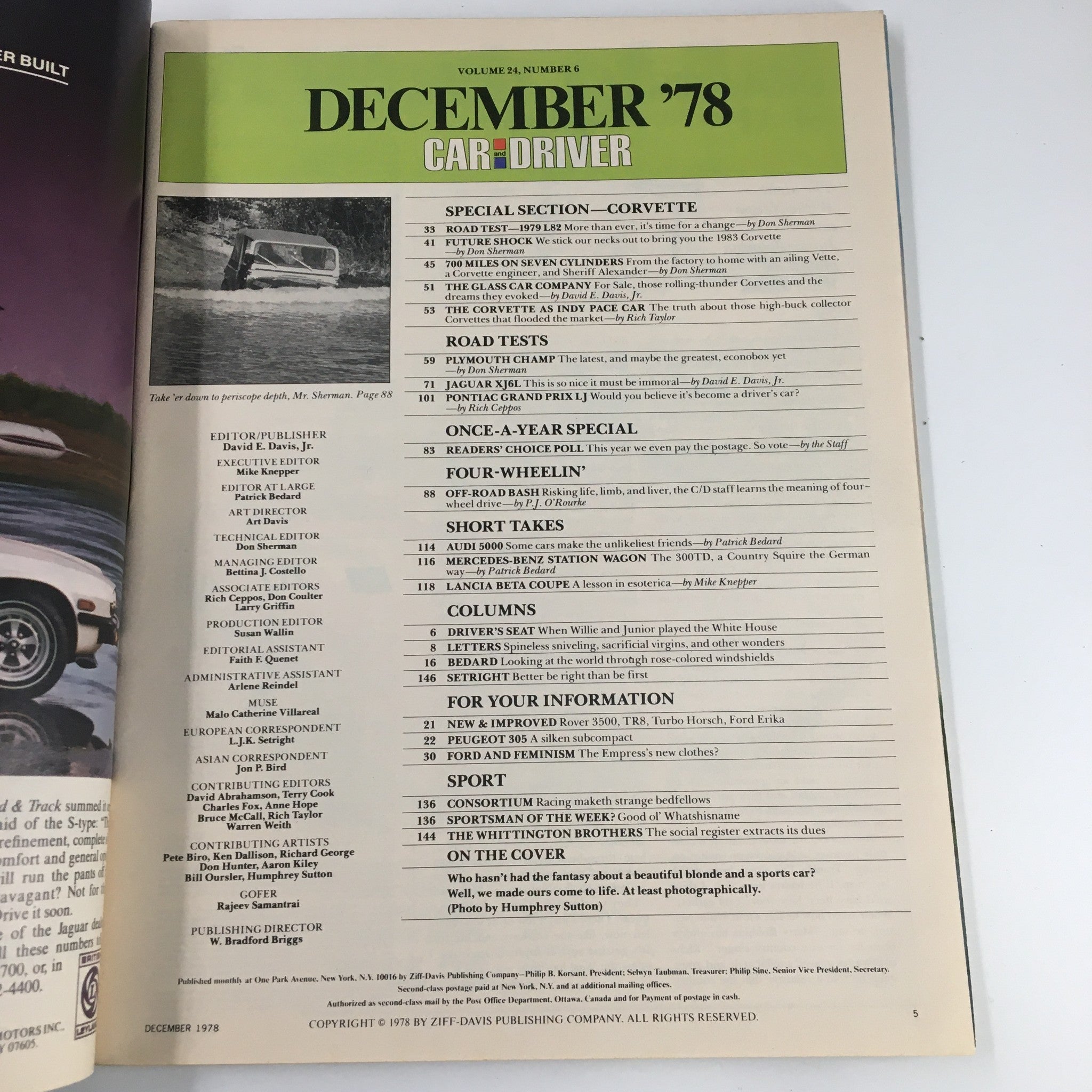 Car and Driver Magazine December 1978 Plymouth's New Champ Jaguar XJ6L