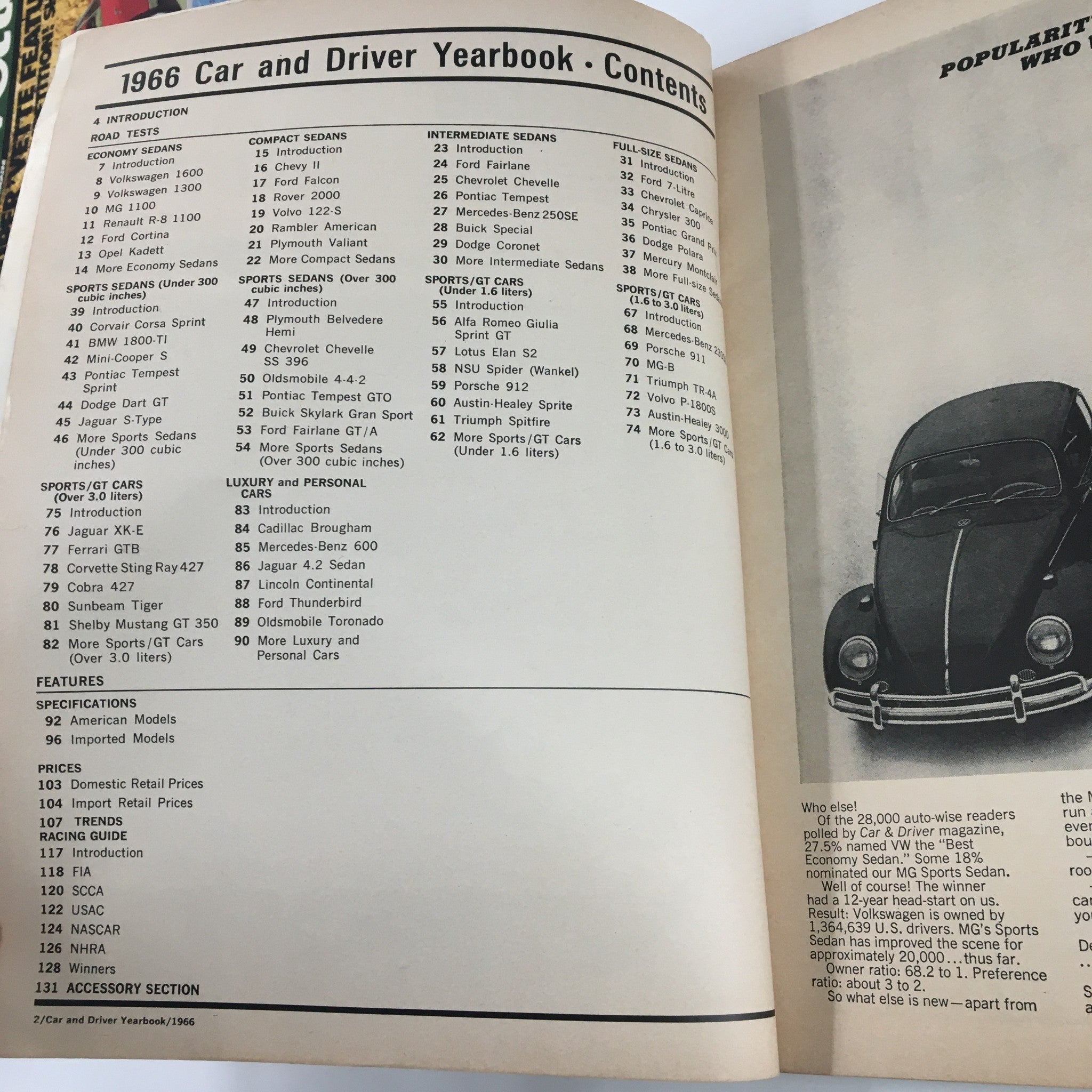 Car and Driver Yearbook 1966 Racing Guide and Accessory Directory No Label