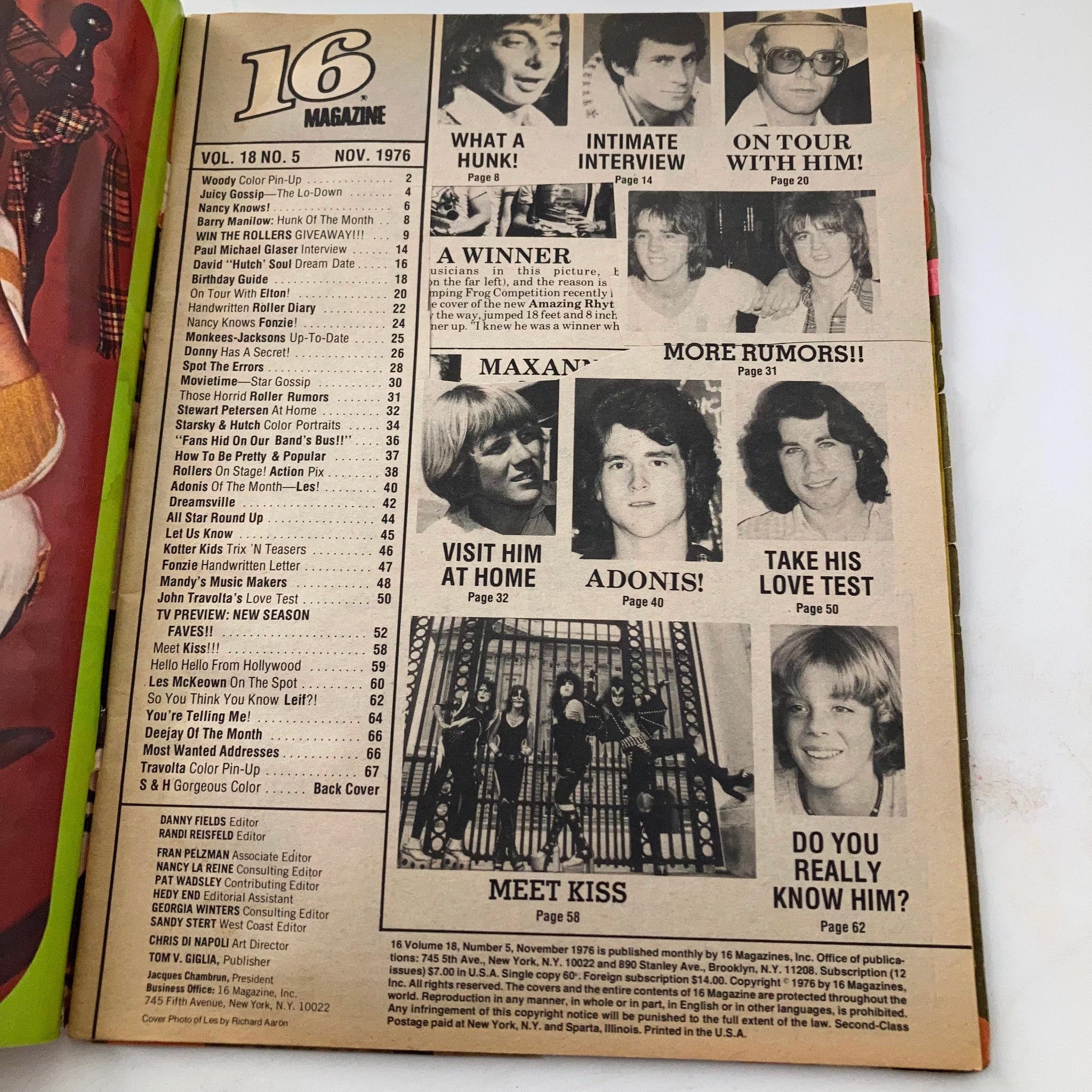 VTG 16 Magazine November 1976 Starsky, Donny Osmond and Fonzie No Label