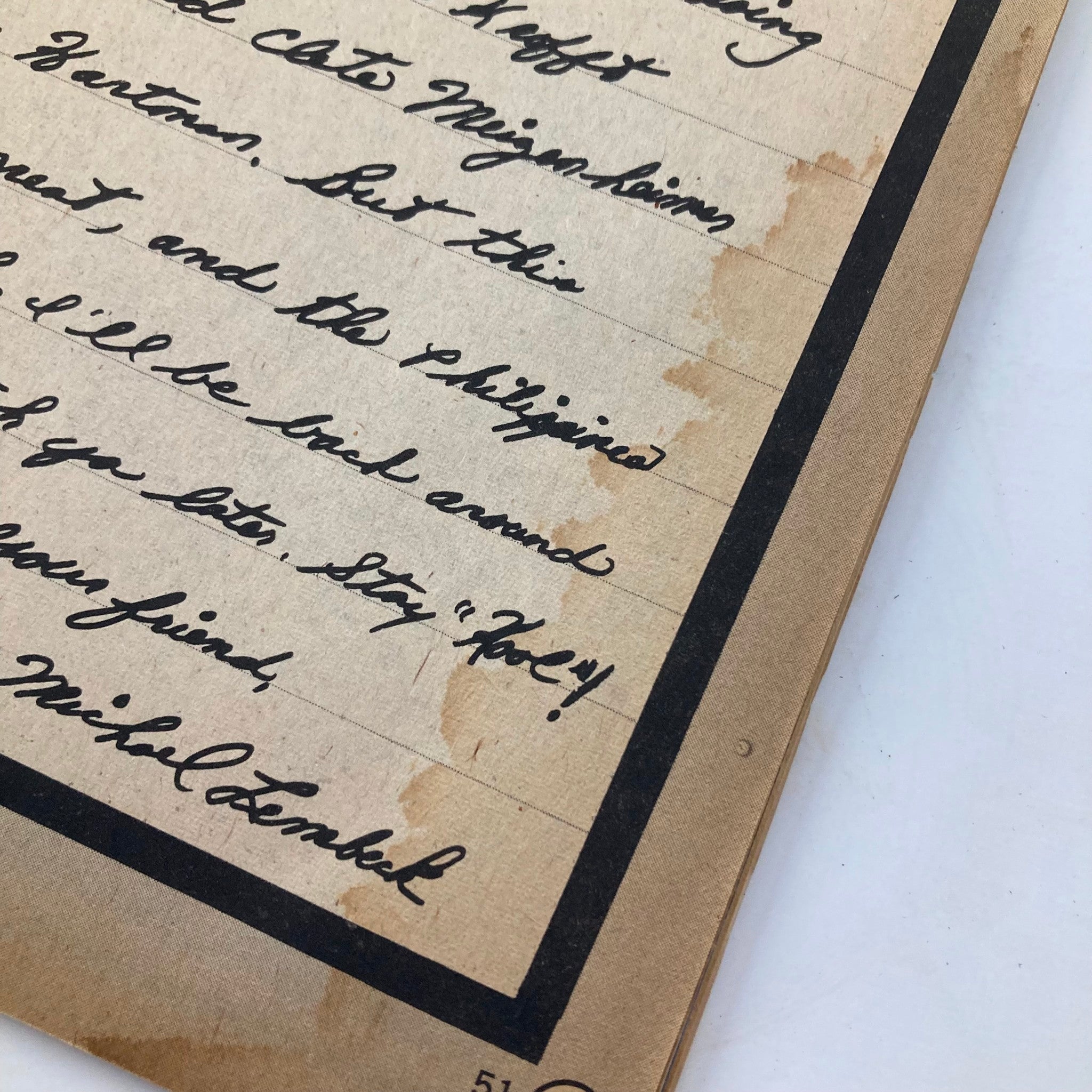 A close-up view of vintage handwritten notes with visible water damage, showcasing a personal letter style from the past. Part of the article features references to the 1977 Tiger Beat Super Special #3 featuring Shaun Cassidy and Donny and Marie Osmond.