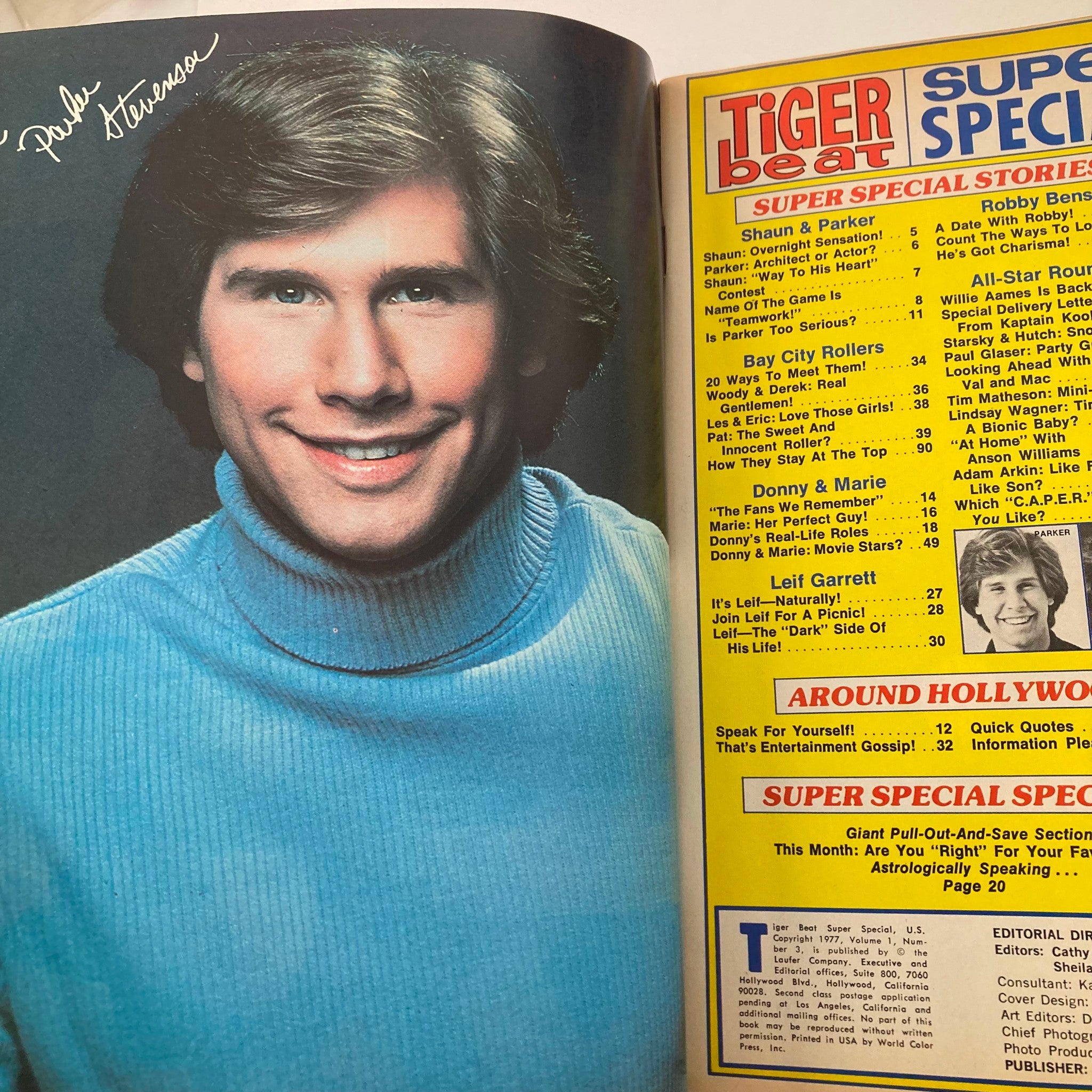 Tiger Beat Super Special 1977 #3 Shaun Cassidy, Donny and Marie Osmond No Poster