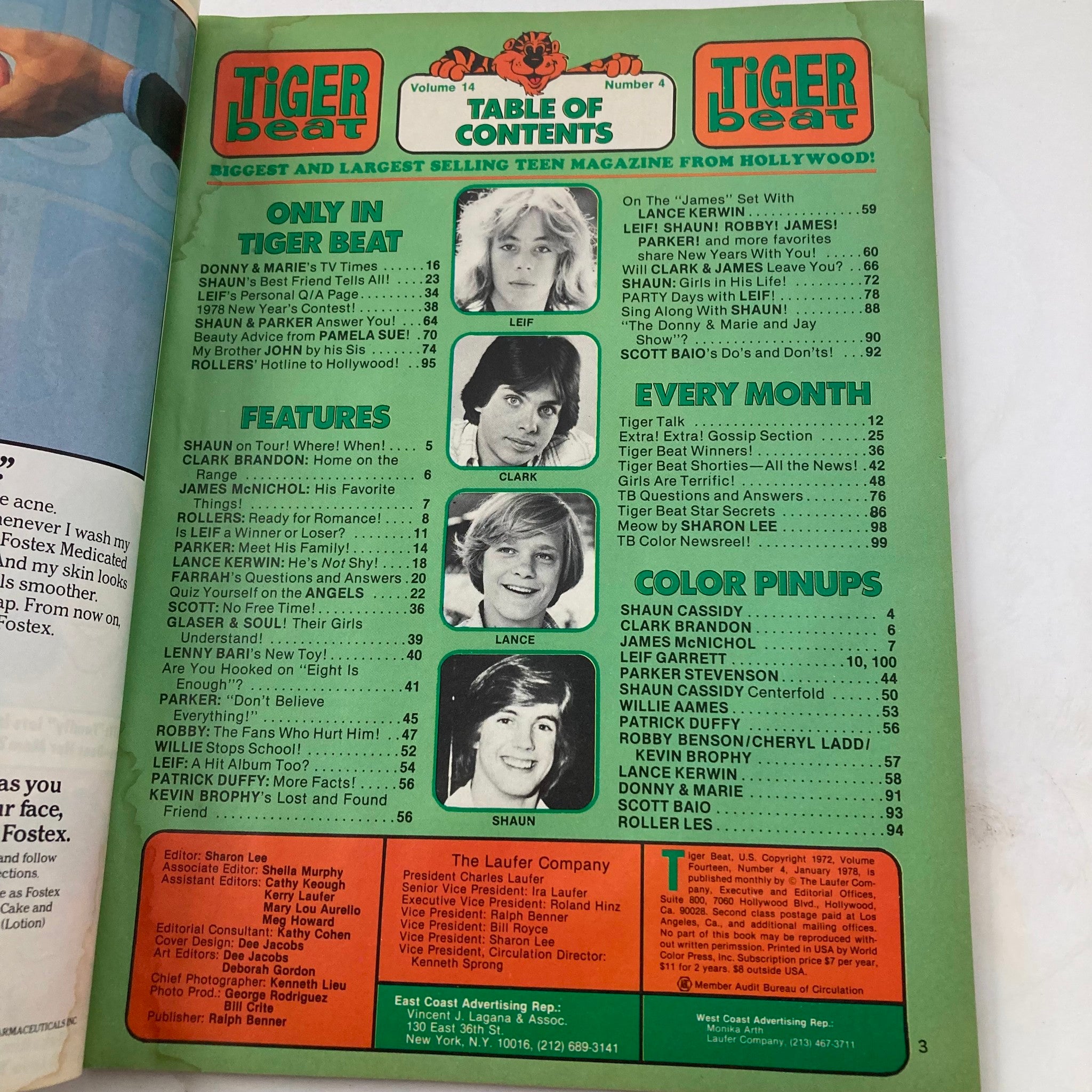 Tiger Beat Magazine January 1978 Shaun Cassidy Scott Baio Donny & Marie No Label