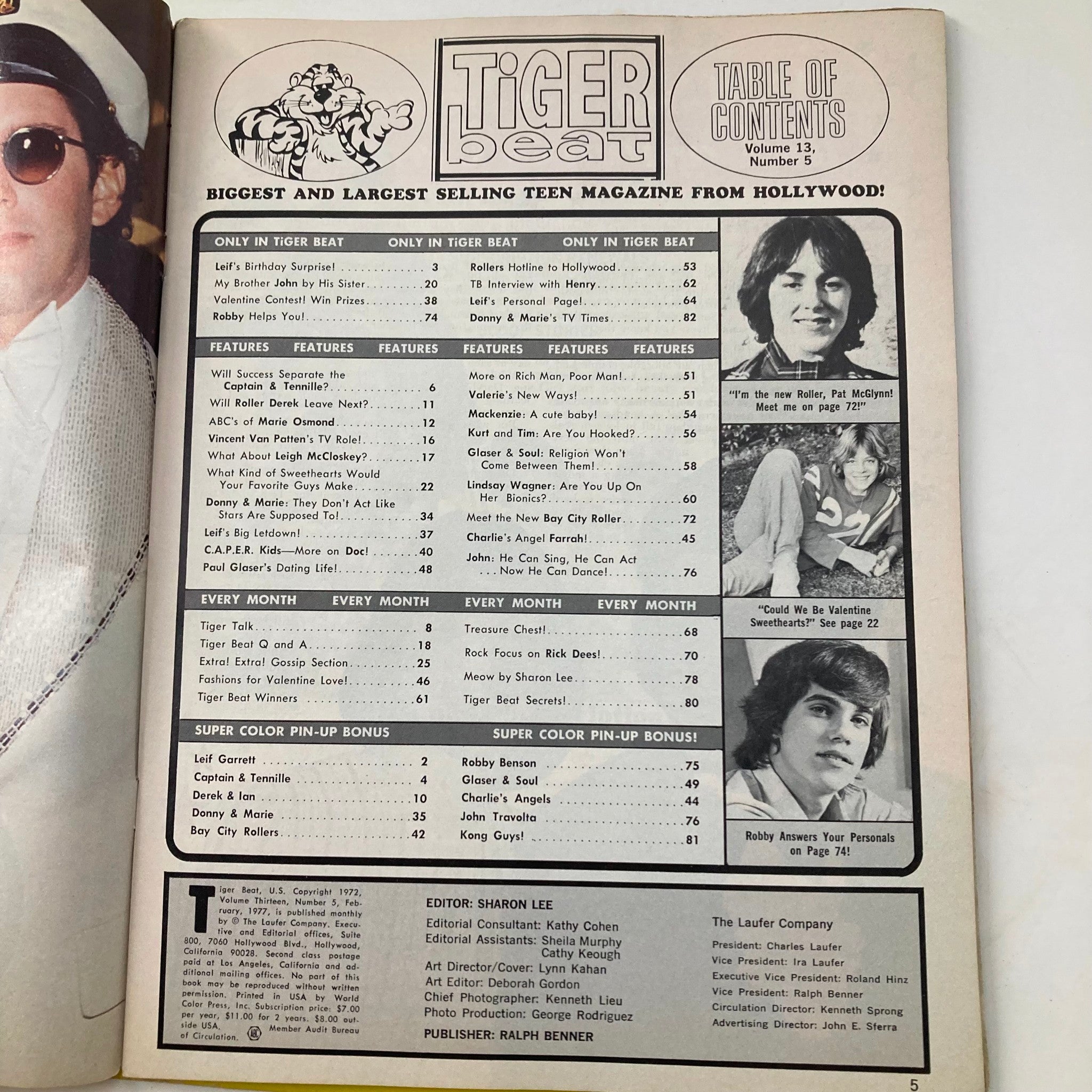 Tiger Beat Magazine February 1977 Leif Garrett, Bay City Rollers No Label