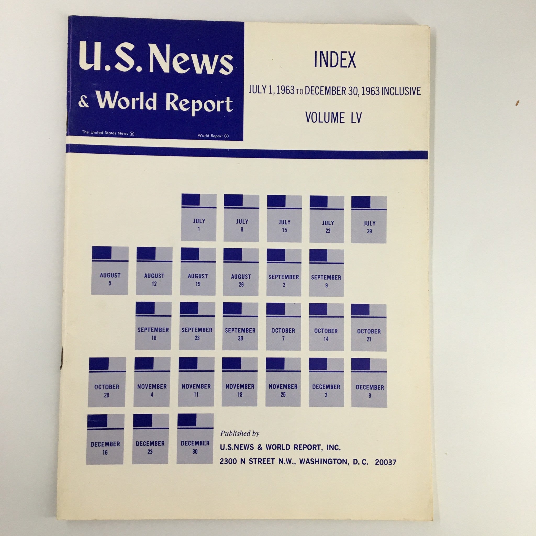 US News & World Report Magazine July 1 1963 Index Inclusive Volume LV No Label