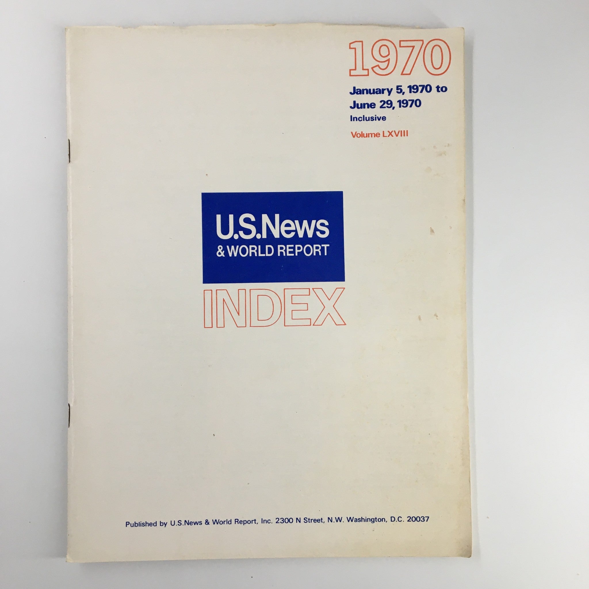 US News & World Report Magazine January 5 1970 Index to Volume LXVIII No Label