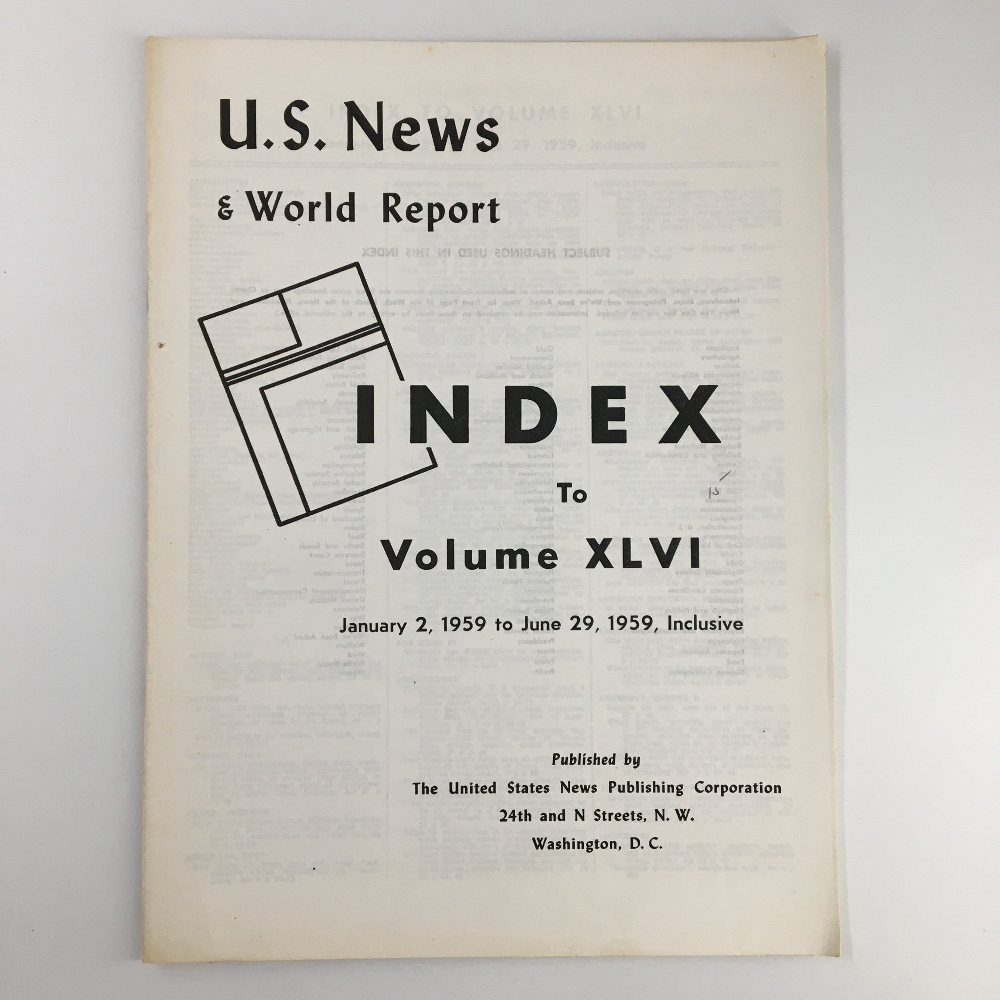 US News & World Report Magazine January 2 1959 Index to Volume XLVI No Label