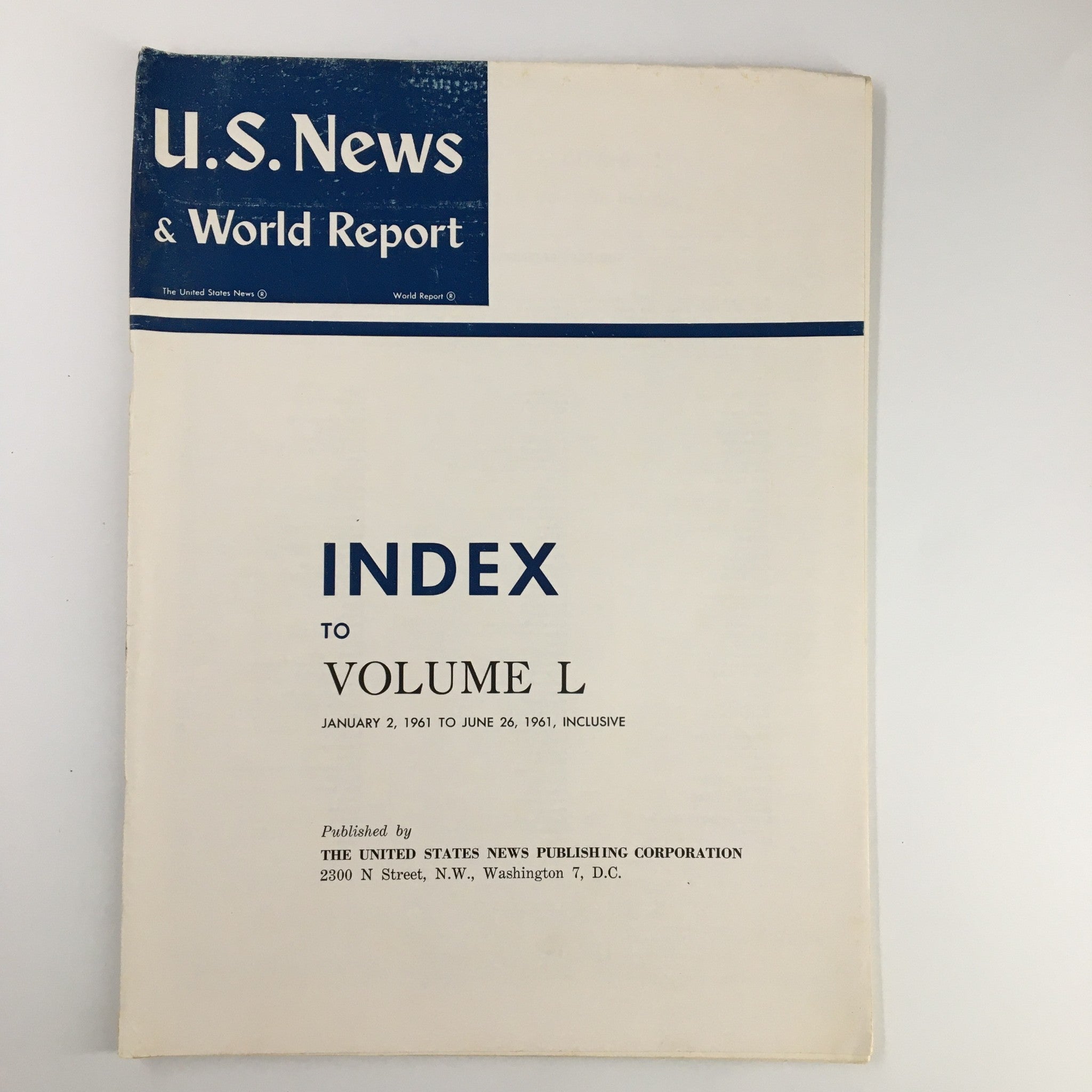 US News & World Report Magazine January 2 1961 Index to Volume L No Label