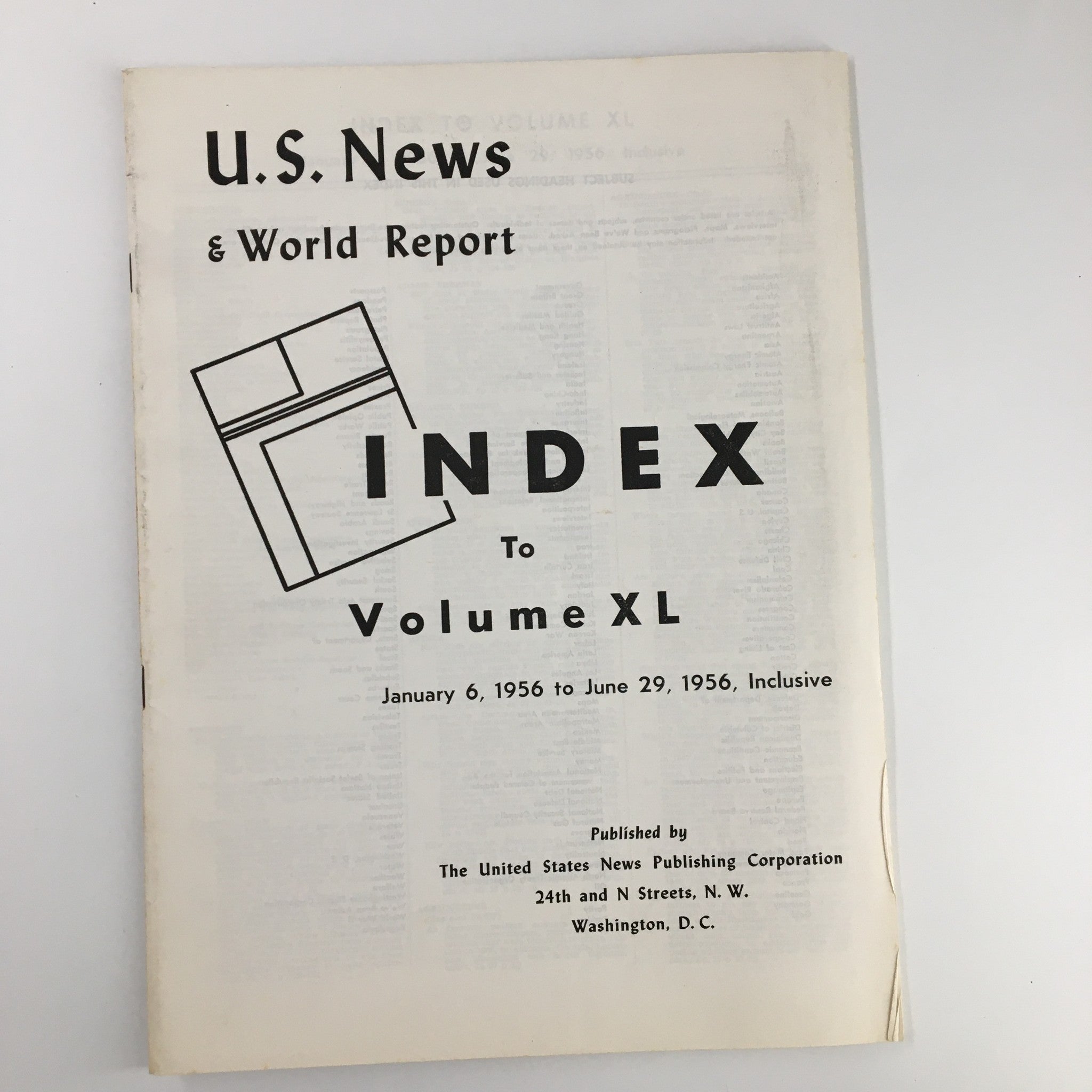 US News & World Report Magazine January 6 1956 Index to Volume XL No Label