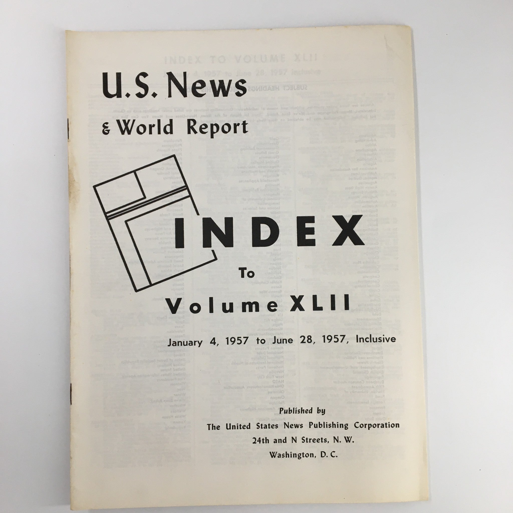 US News & World Report Magazine January 4 1957 Index to Volume XLII No Label