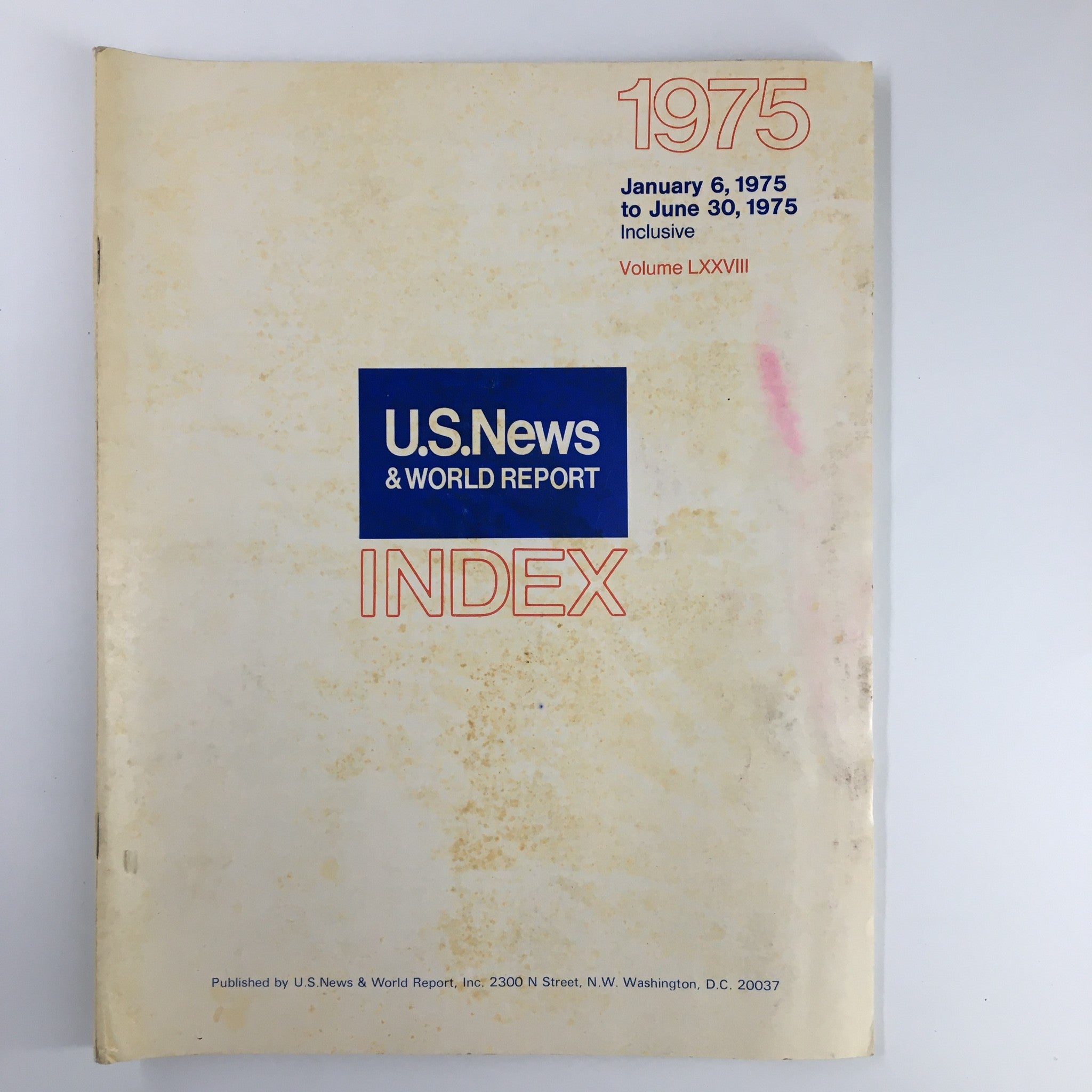 US News & World Report Magazine January 6 1975 Index to Volume LXXVIII No Label