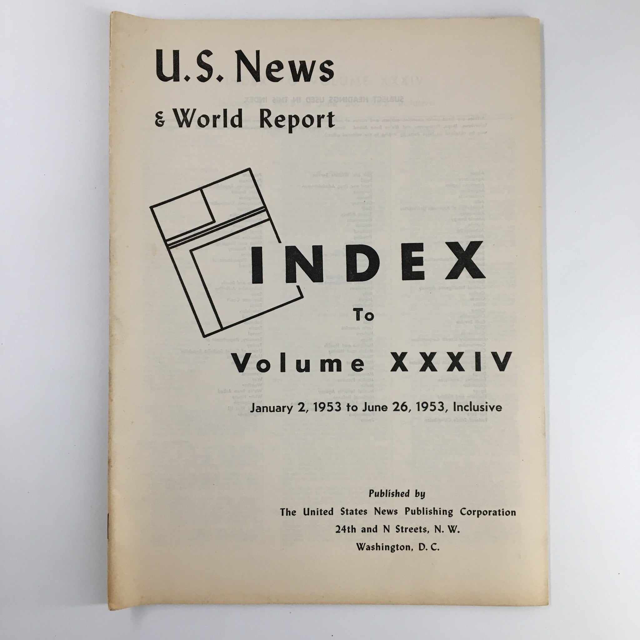 US News & World Report Magazine January 2 1953 Index to Volume XXXIV No Label