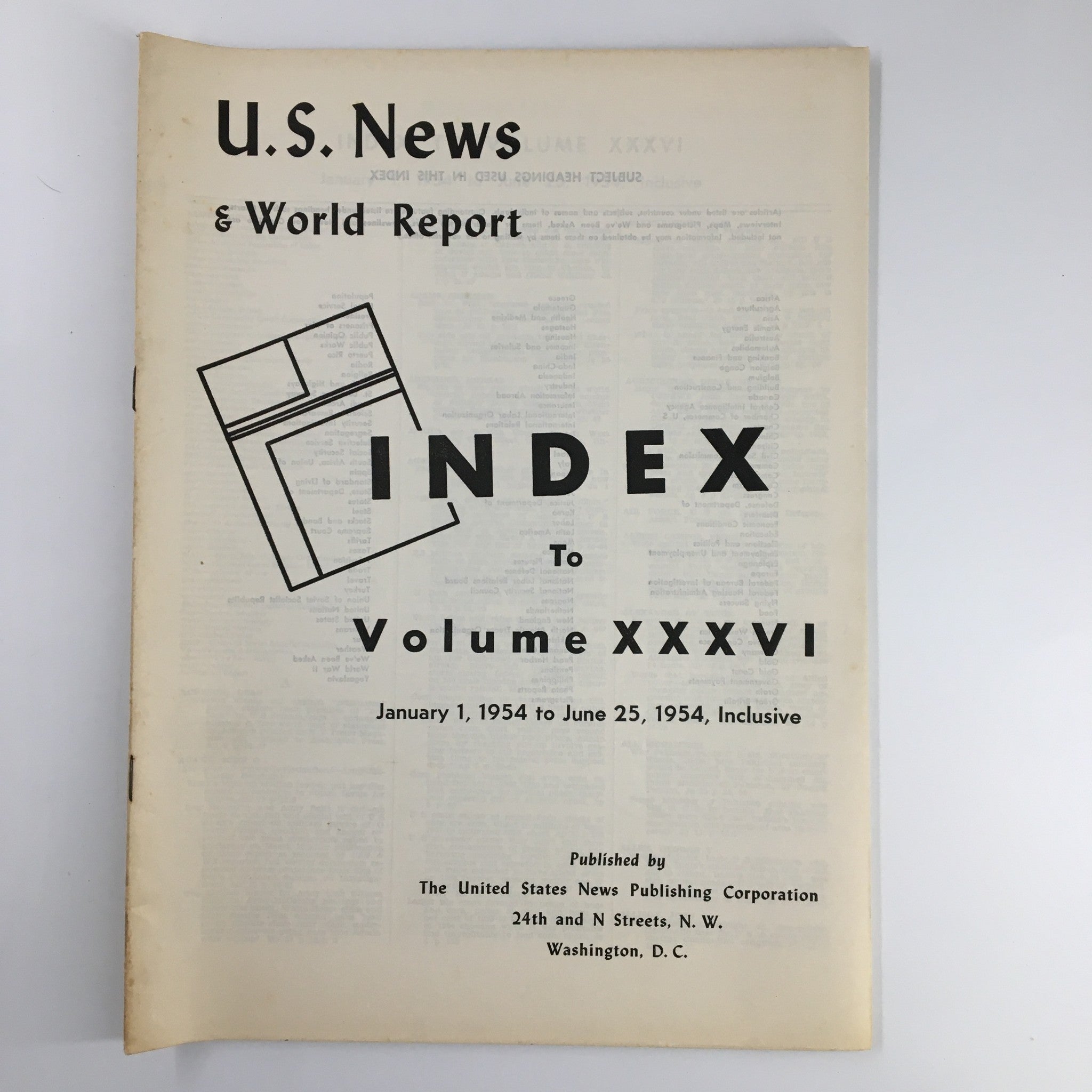 US News & World Report Magazine January 1 1954 Index to Volume XXXVI No Label