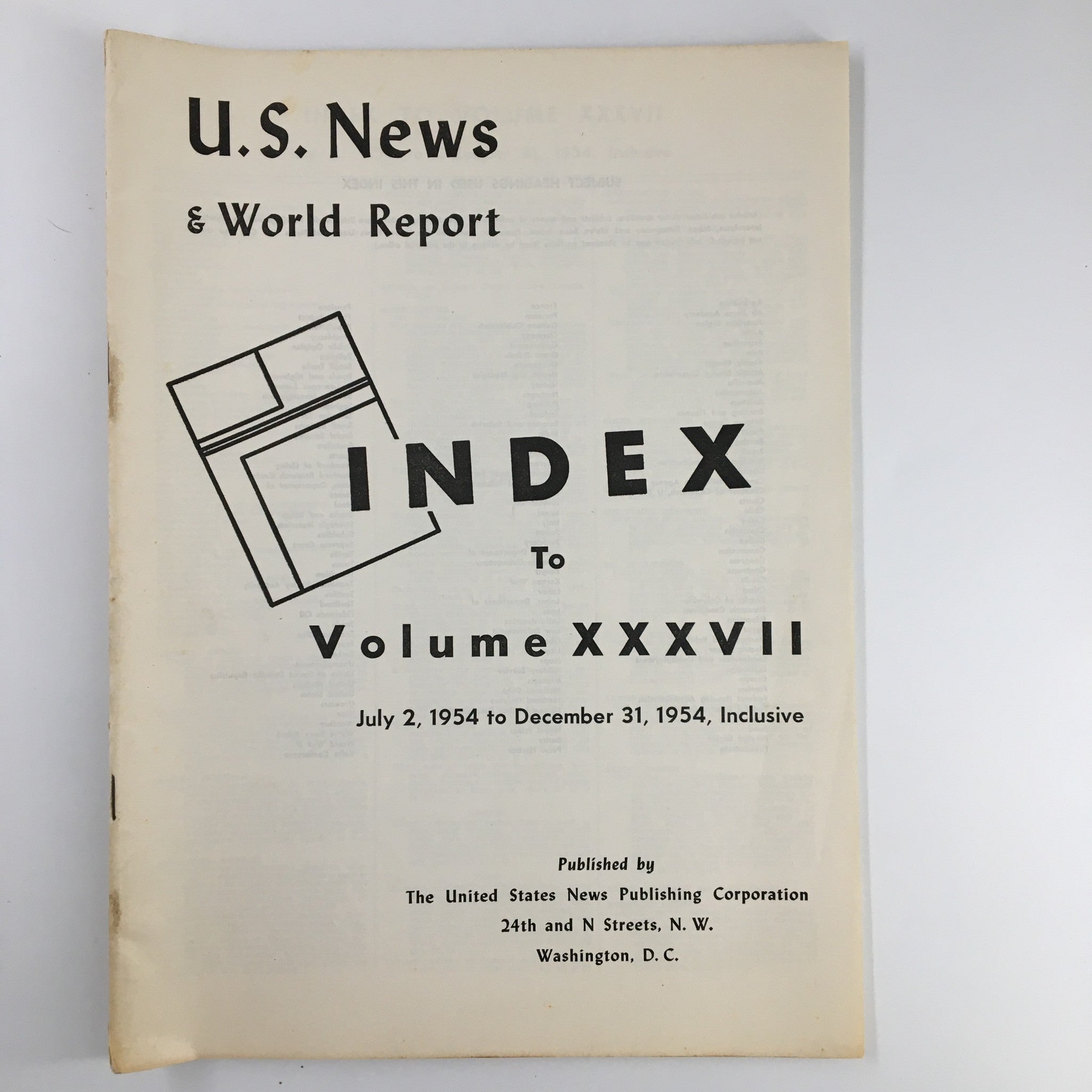 US News & World Report Magazine July 2 1954 Index to Volume XXXVII No Label