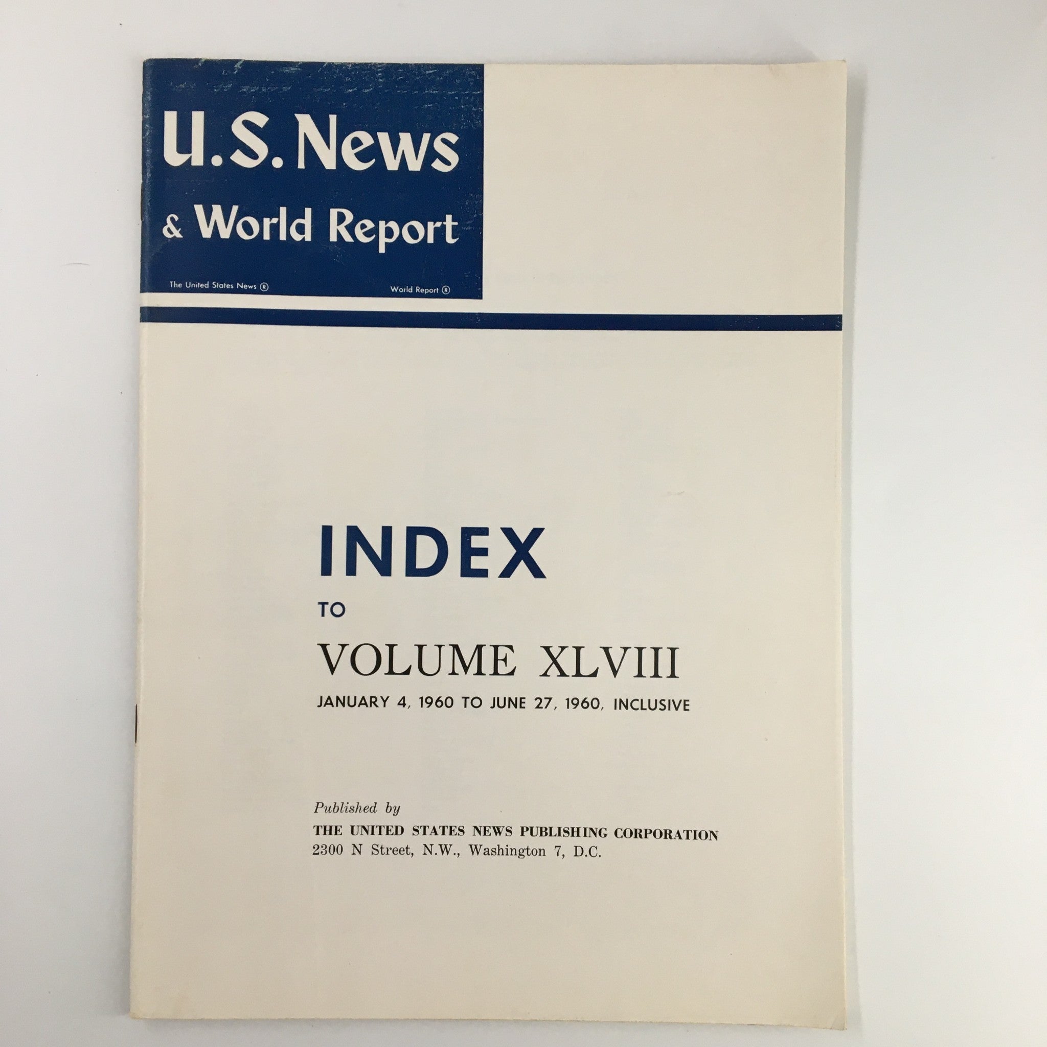 US News & World Report Magazine January 4 1960 Index to Volume XLVIII No Label