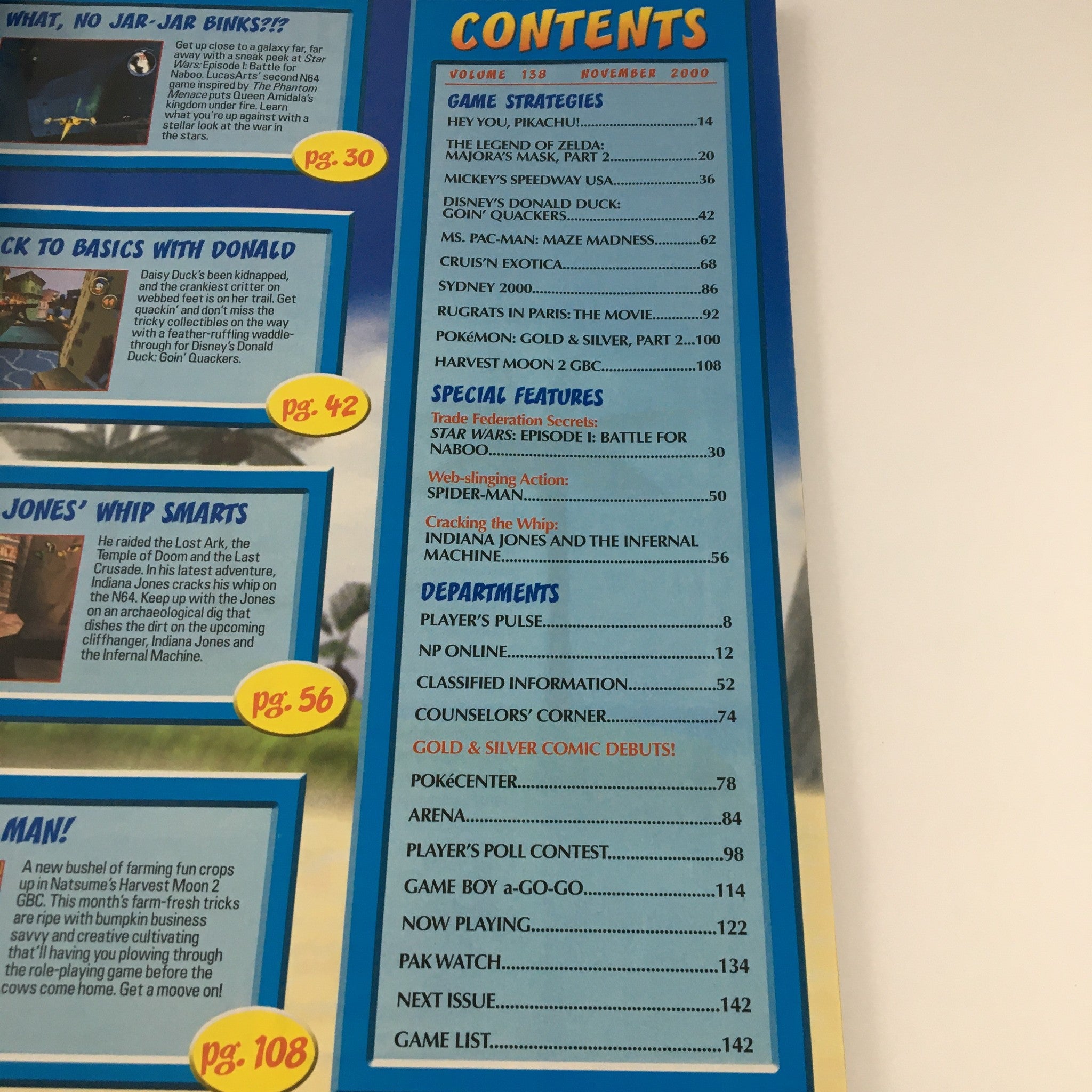 Nintendo Power Magazine November 2000 #138 Hey You Pikachu & Spider-Man Poster
