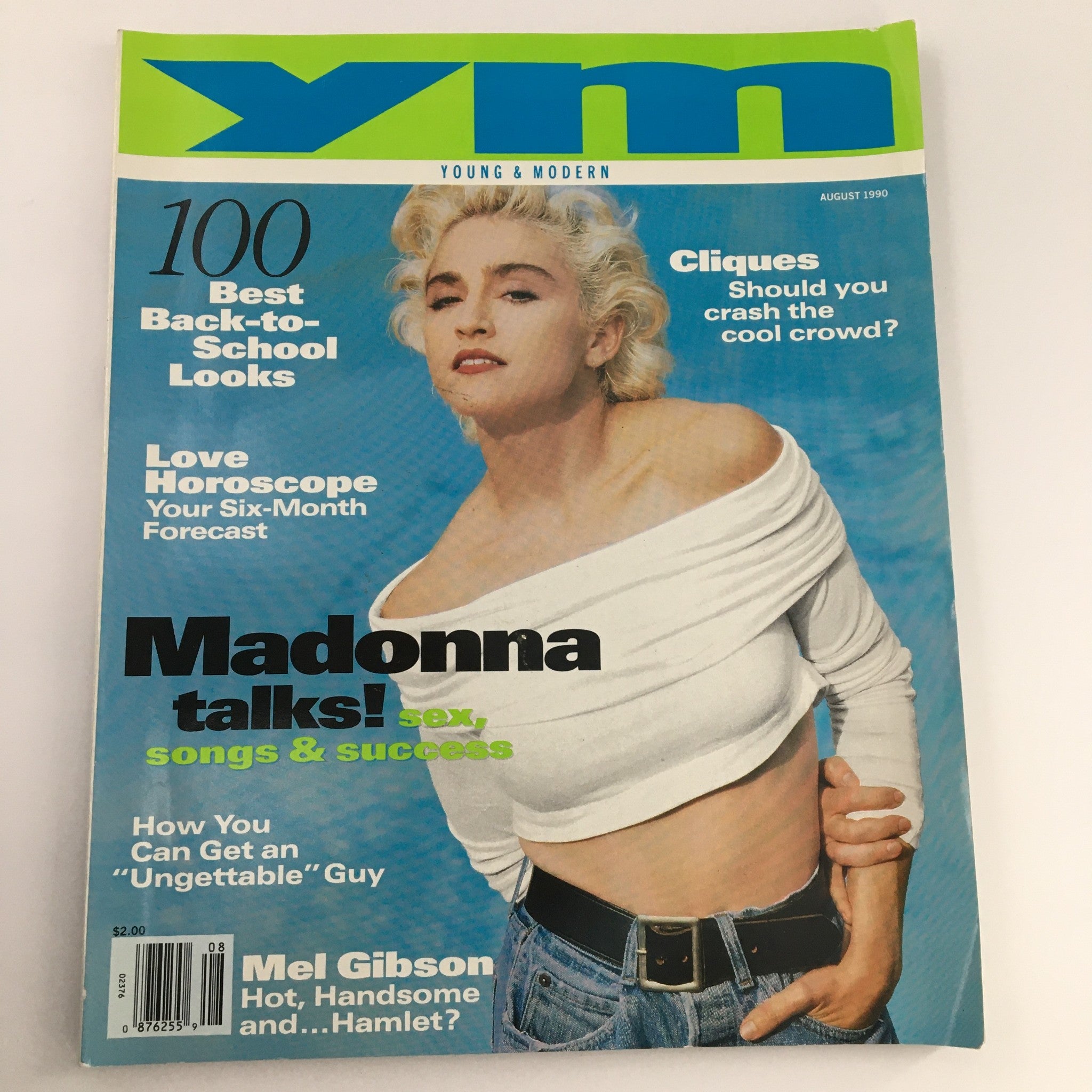 Y&M Young & Modern Magazine August 1990 Madonna & Mel Gibson, No Label