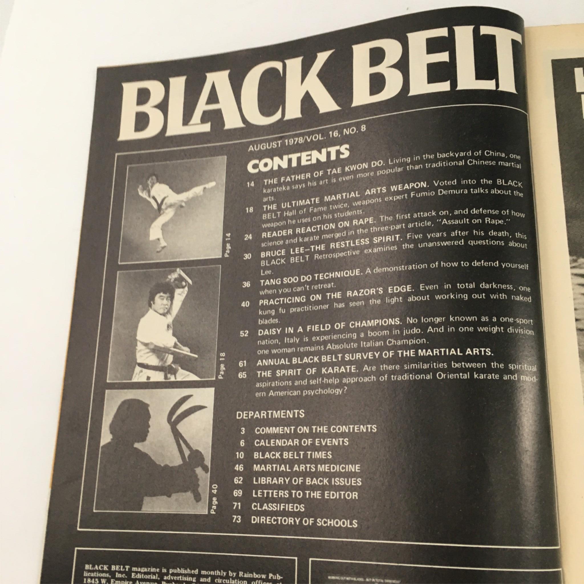 Black Belt Magazine August 1978 Tang Soo Do Technique, Fumio Demura No Label