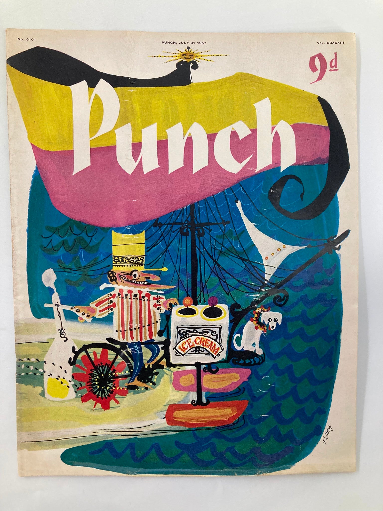 VTG Punch Magazine July 31 1957 Pirate Ice Cream WWII Cartoon & Humour No Label