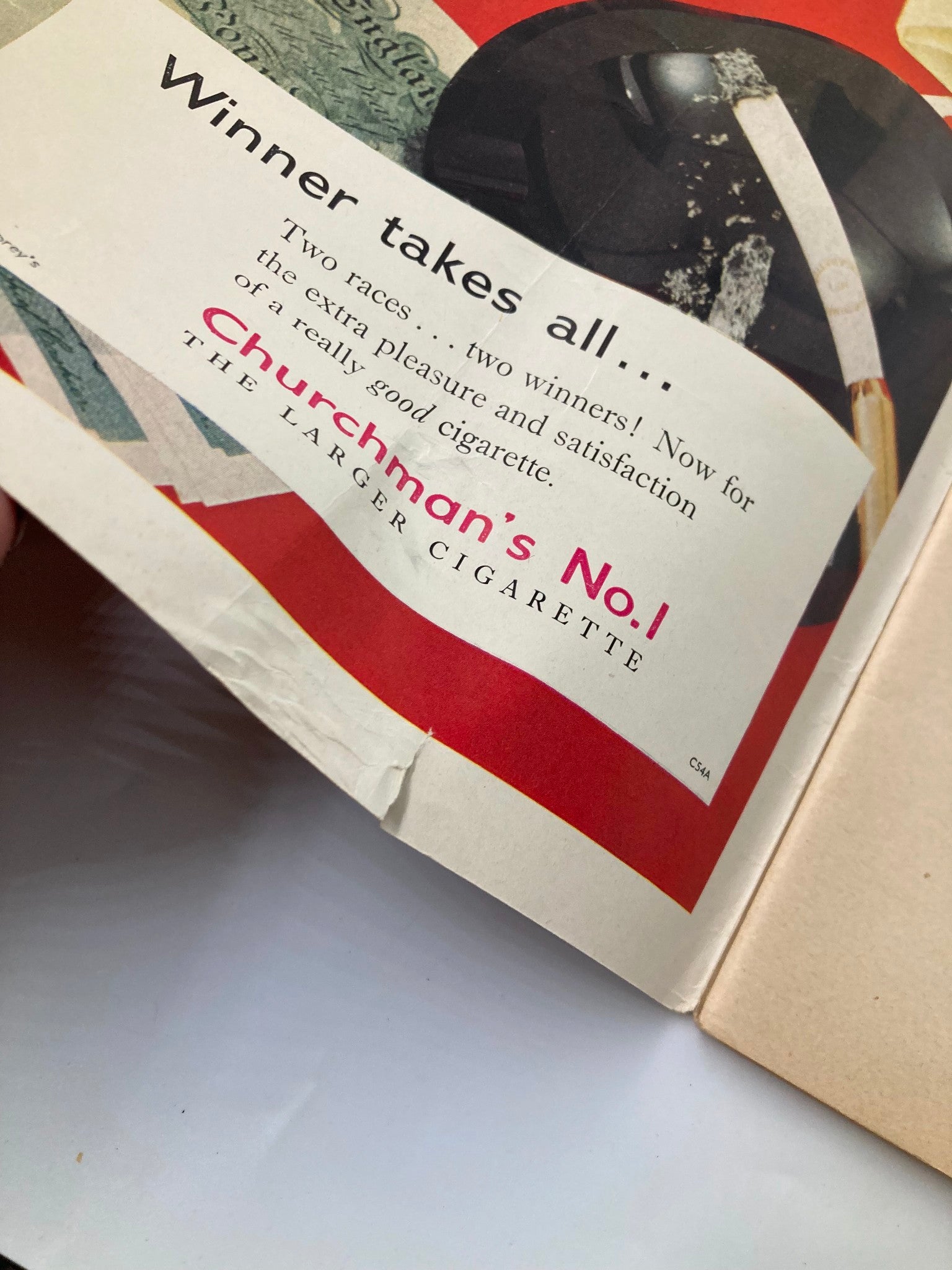 Vintage advertisement for Churchman's No. 1 cigarettes in the VTG Punch Magazine September 11 1957, showcasing early 20th century cigarette marketing.