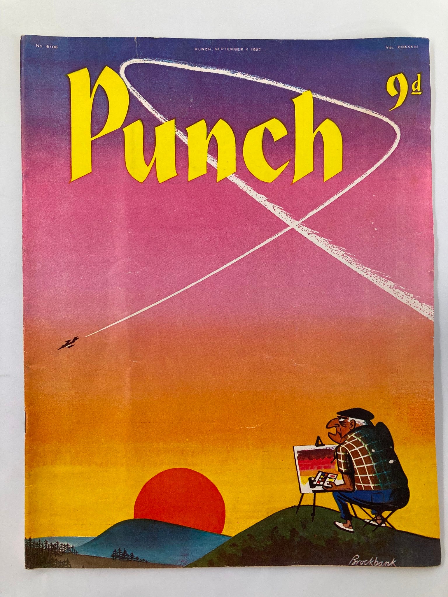 VTG Punch Magazine September 4 1957 Creeping WWII Cartoon & Humour No Label