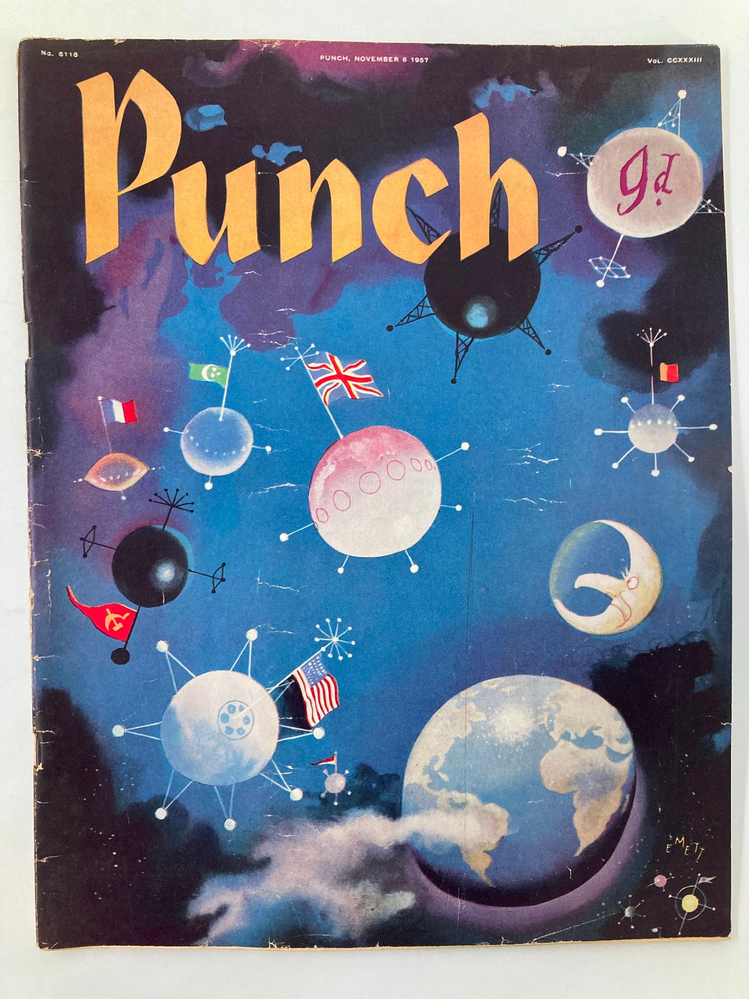 VTG Punch Magazine November 6 1957 WWII Cartoon & Humour No Label