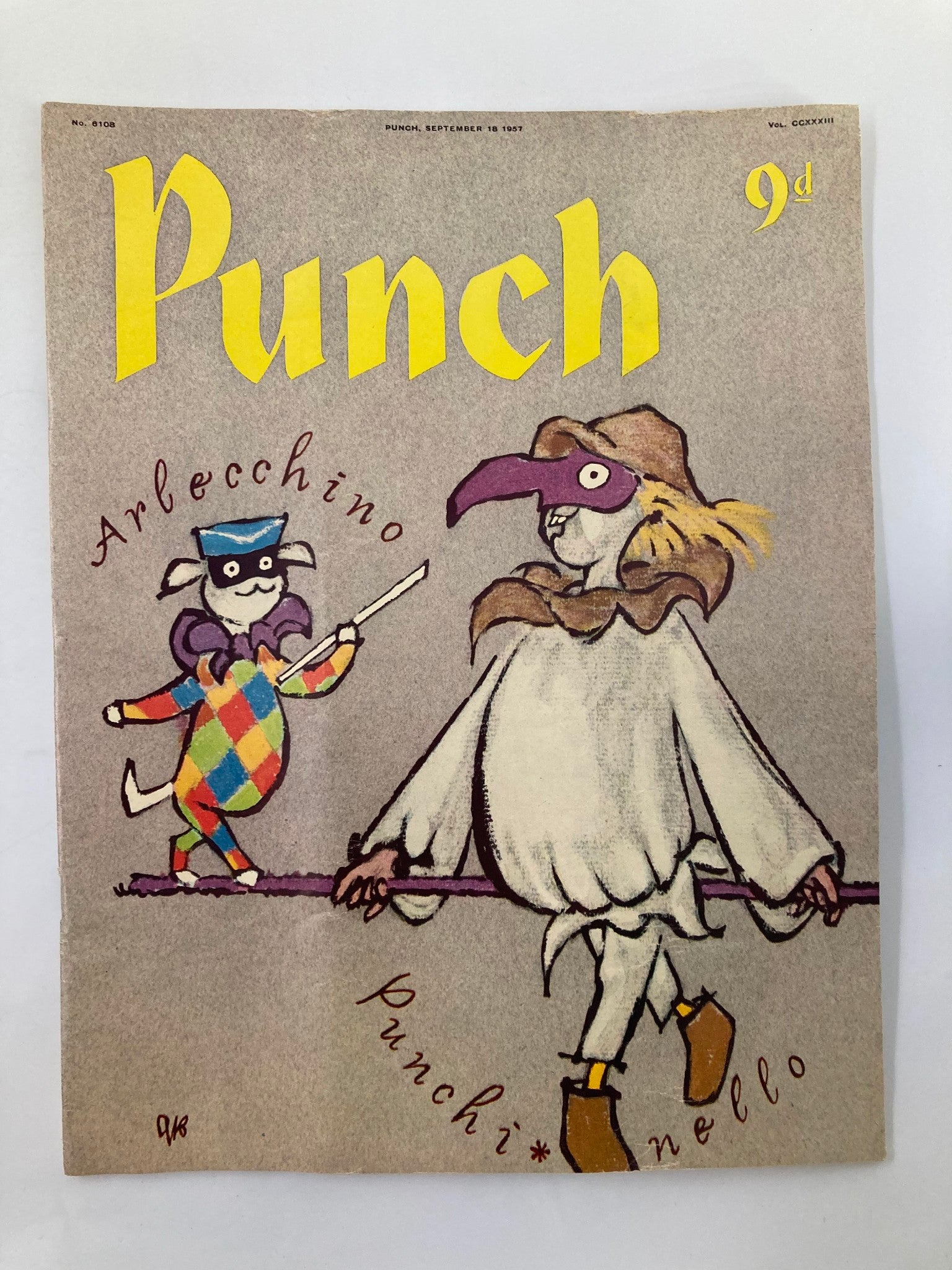 VTG Punch Magazine September 18 1957 WWII Cartoon & Humour No Label