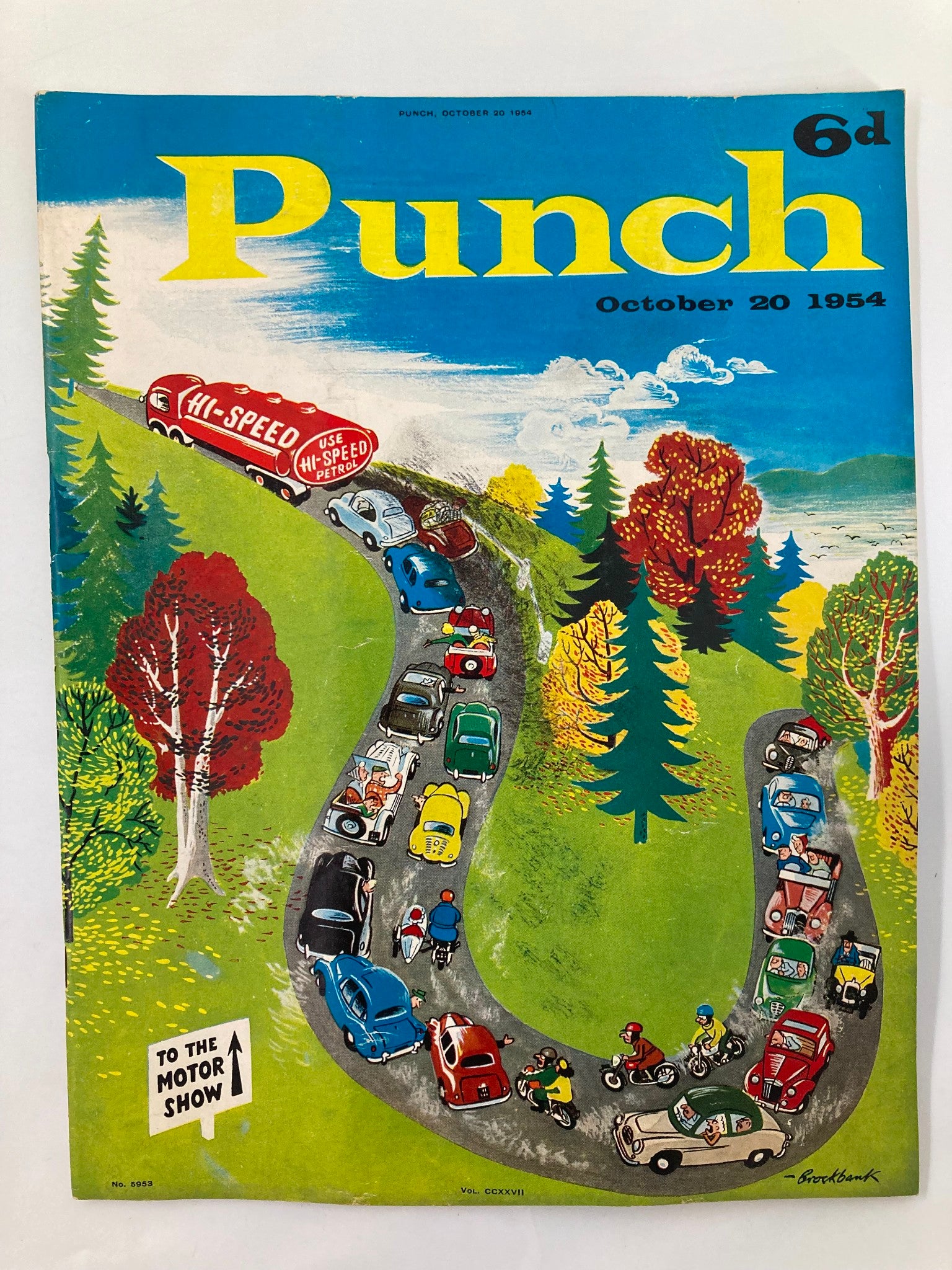 VTG Punch Magazine October 20 1954 The Motor Show WWII Cartoon & Humour No Label