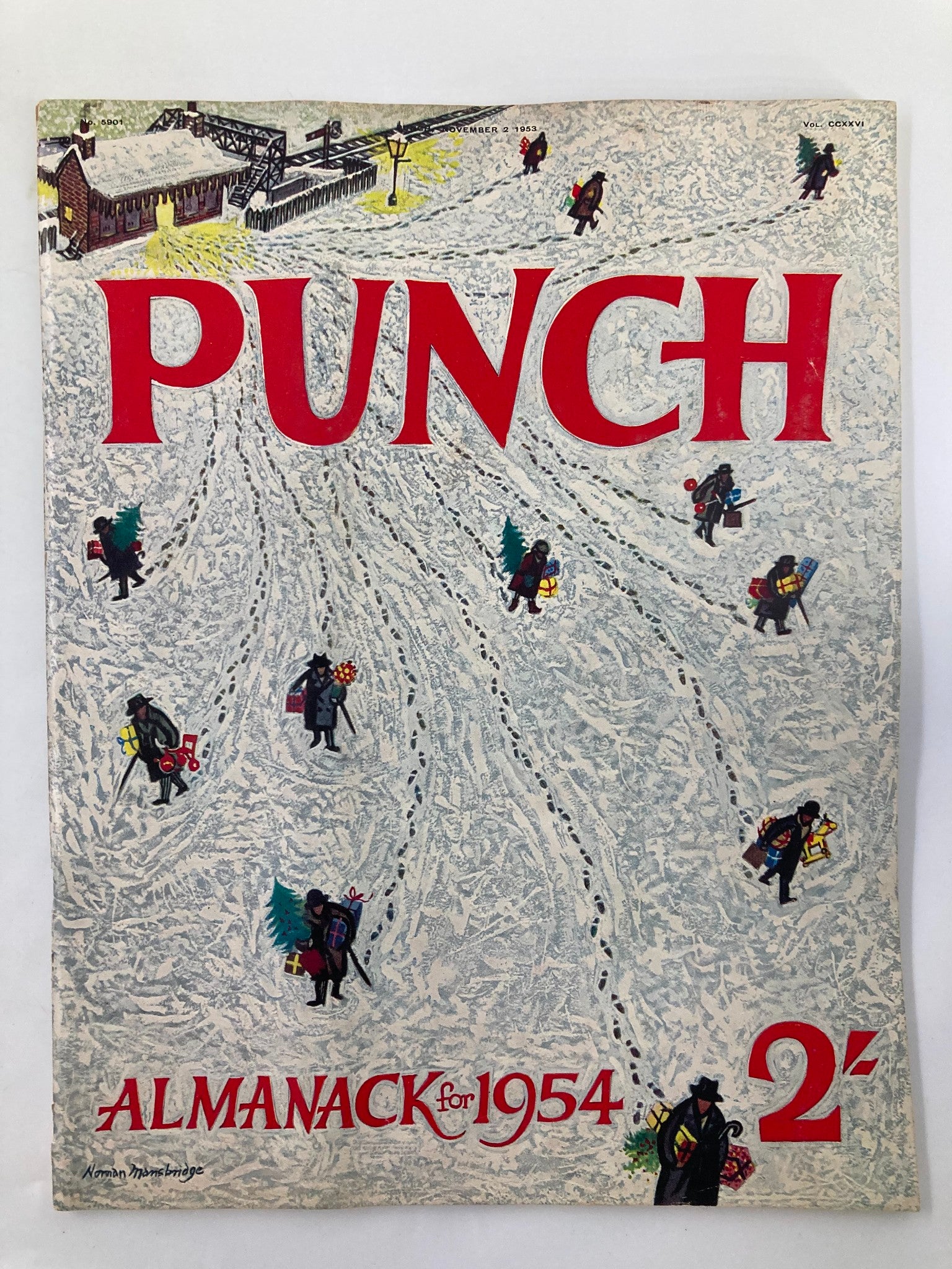 VTG Punch Magazine November 2 1953 Alamanack #2 WWII Cartoon & Humour No Label