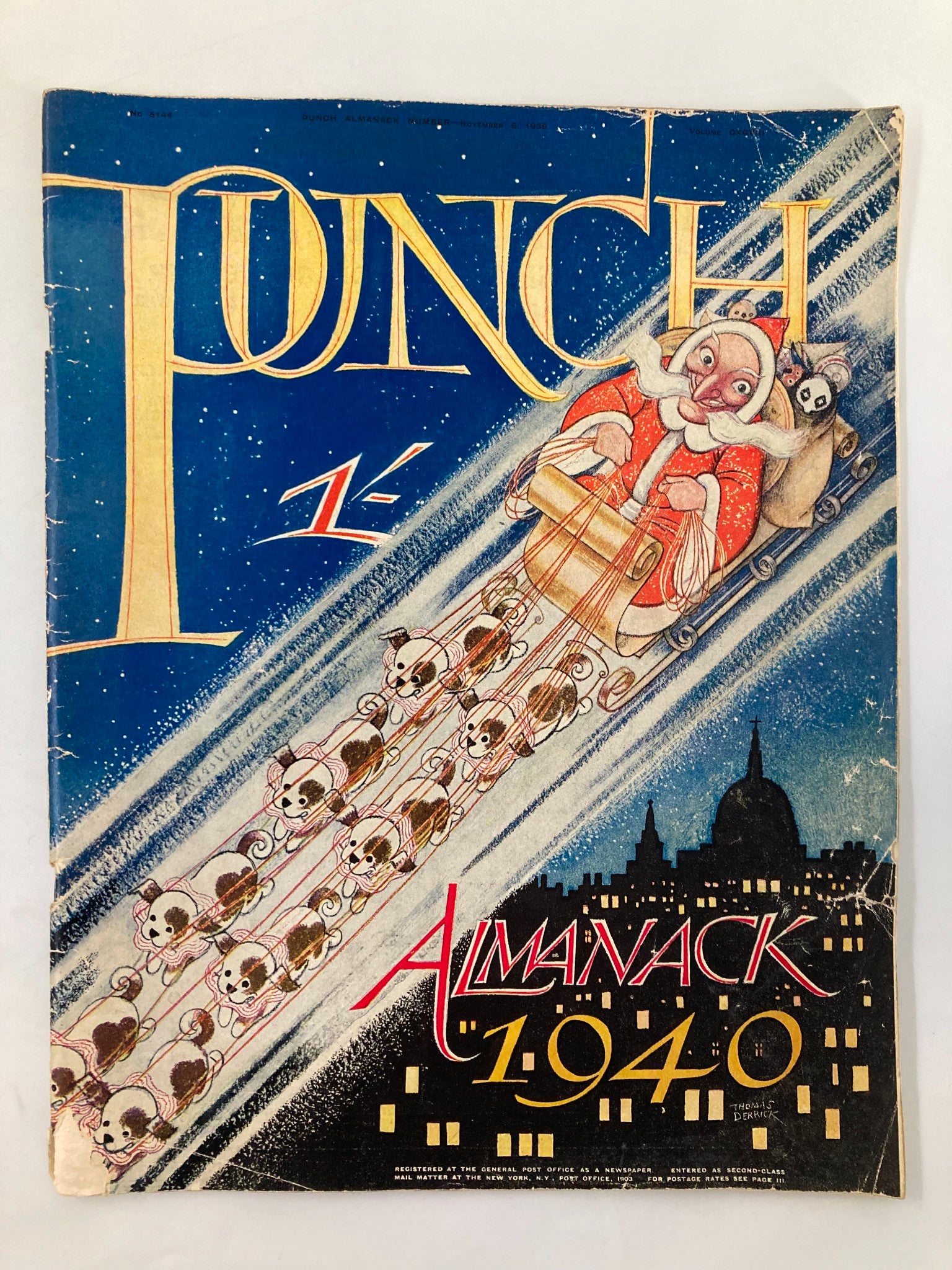 VTG Punch Magazine November 6 1939 Almanack 1940 WWII Cartoon & Humour No Label