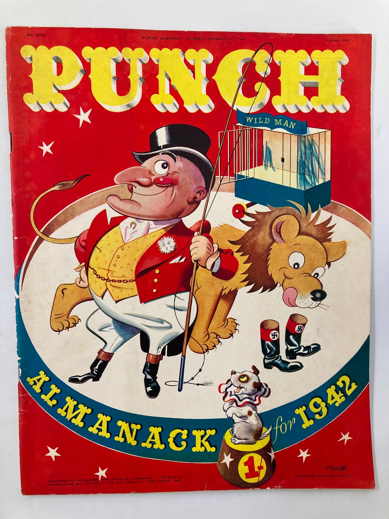 VTG Punch Magazine November 17 1941 Almanack 1942 WWII Cartoon & Humour No Label