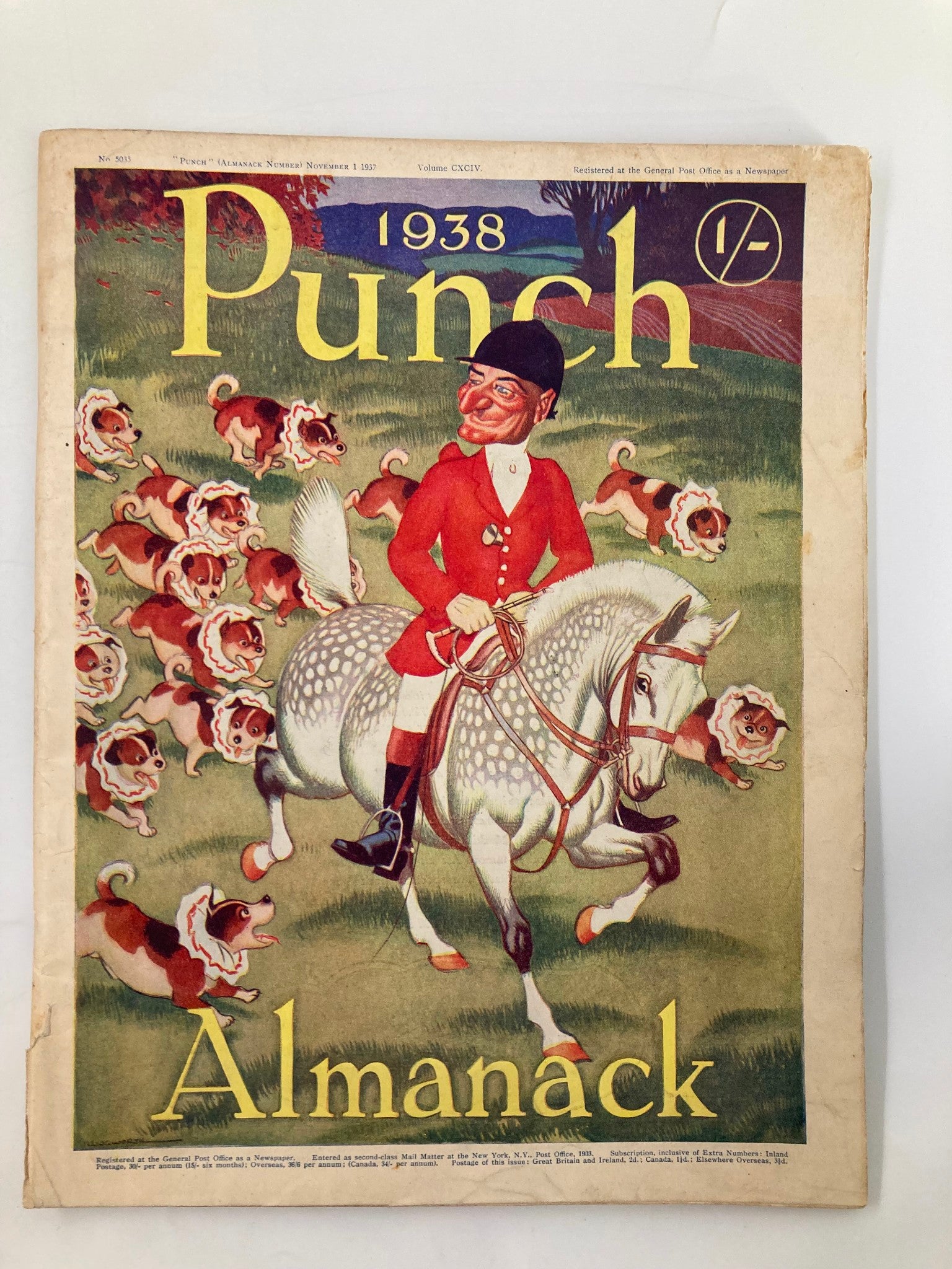 VTG Punch Magazine November 1 1937 Almanack 1938 WWII Cartoon & Humour No Label