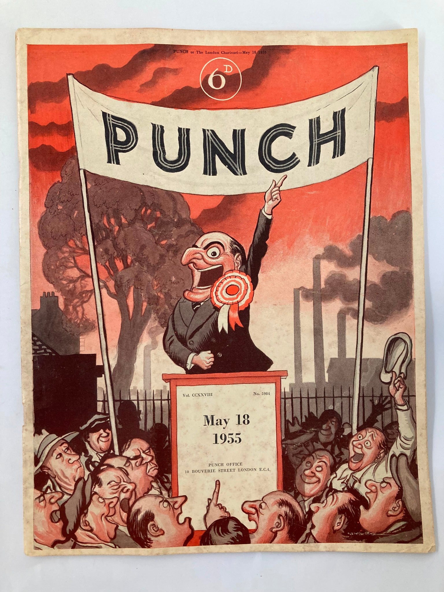 VTG Punch Magazine May 18 1955 The Office WWII Cartoon & Humour No Label