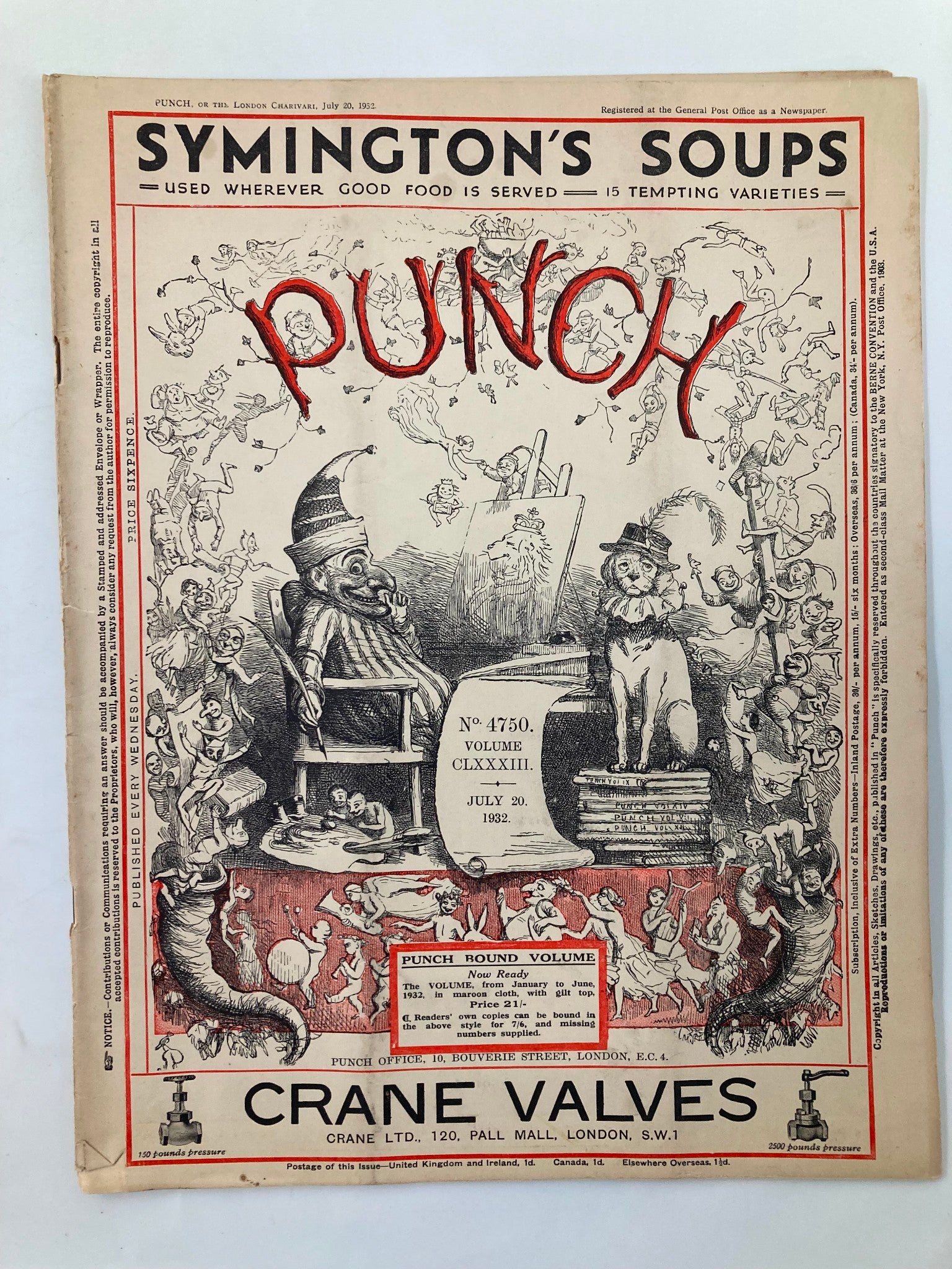 VTG Punch Magazine July 20 1952 No. 4750 Vol 183 WWII Cartoon & Humour No Label