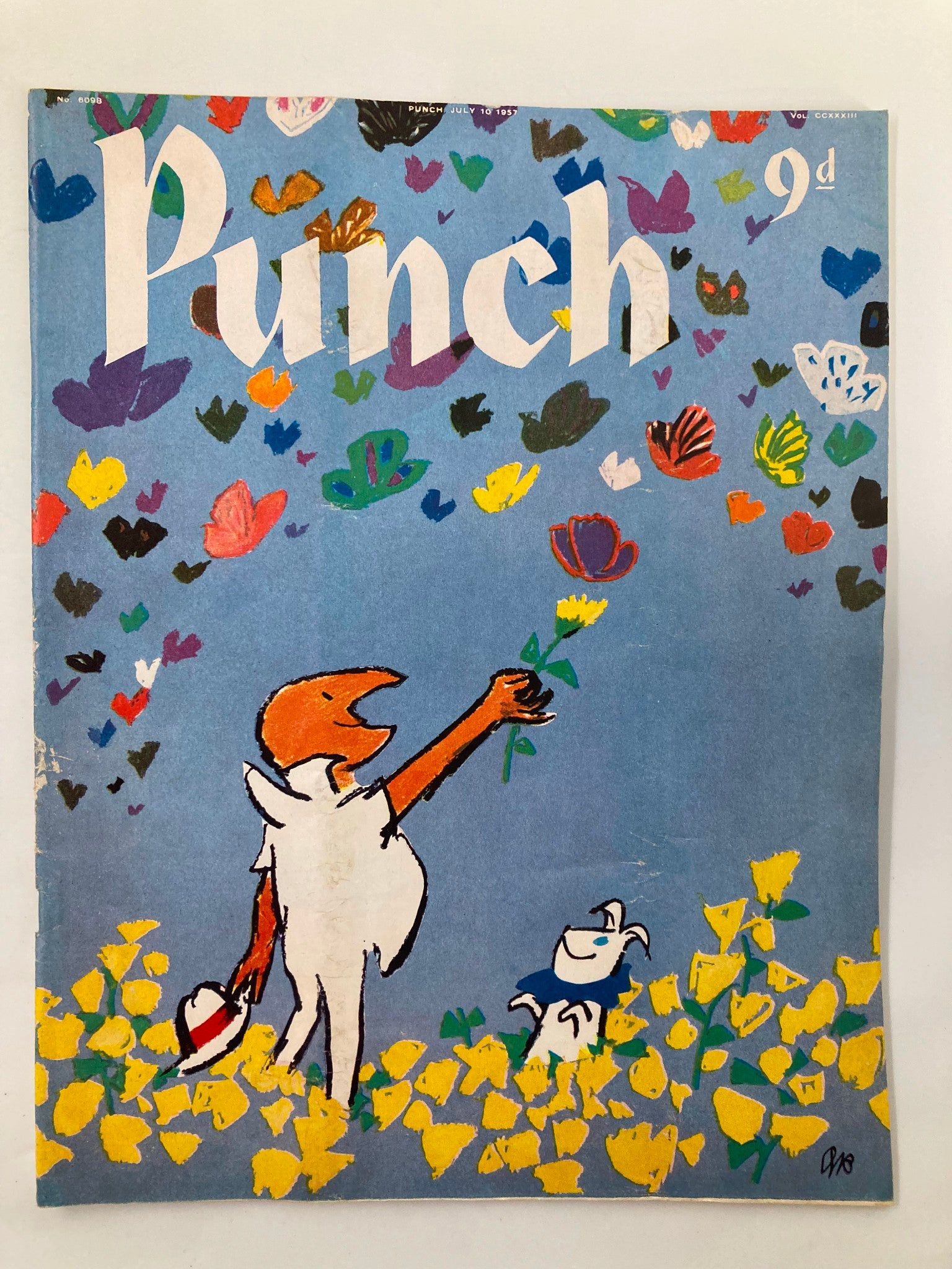 VTG Punch Magazine July 10 1957 Butterflies WWII Cartoon & Humour No Label