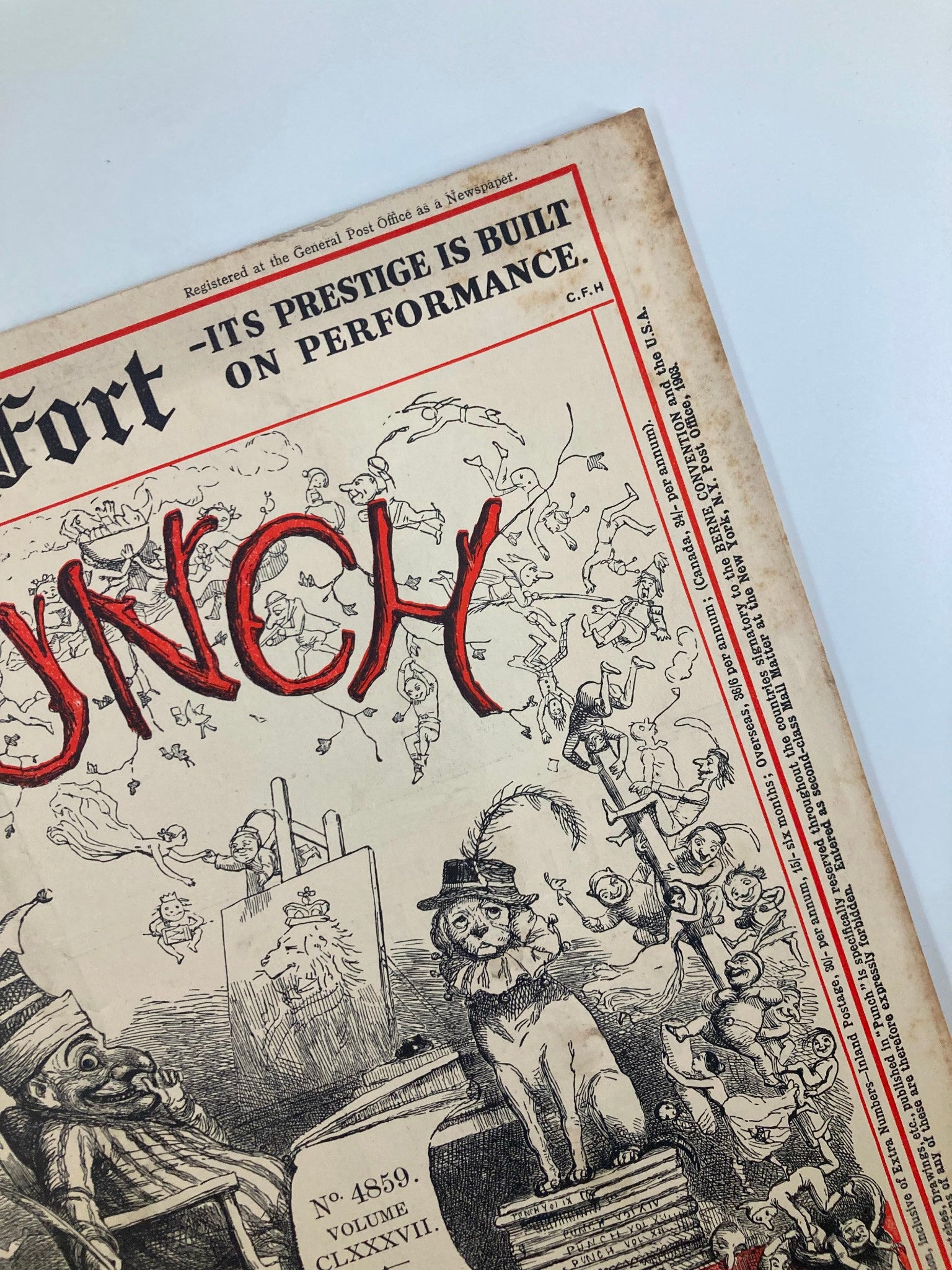 VTG Punch Magazine August 1 1934 #4859 Vol 187 WWII Cartoon & Humour No Label