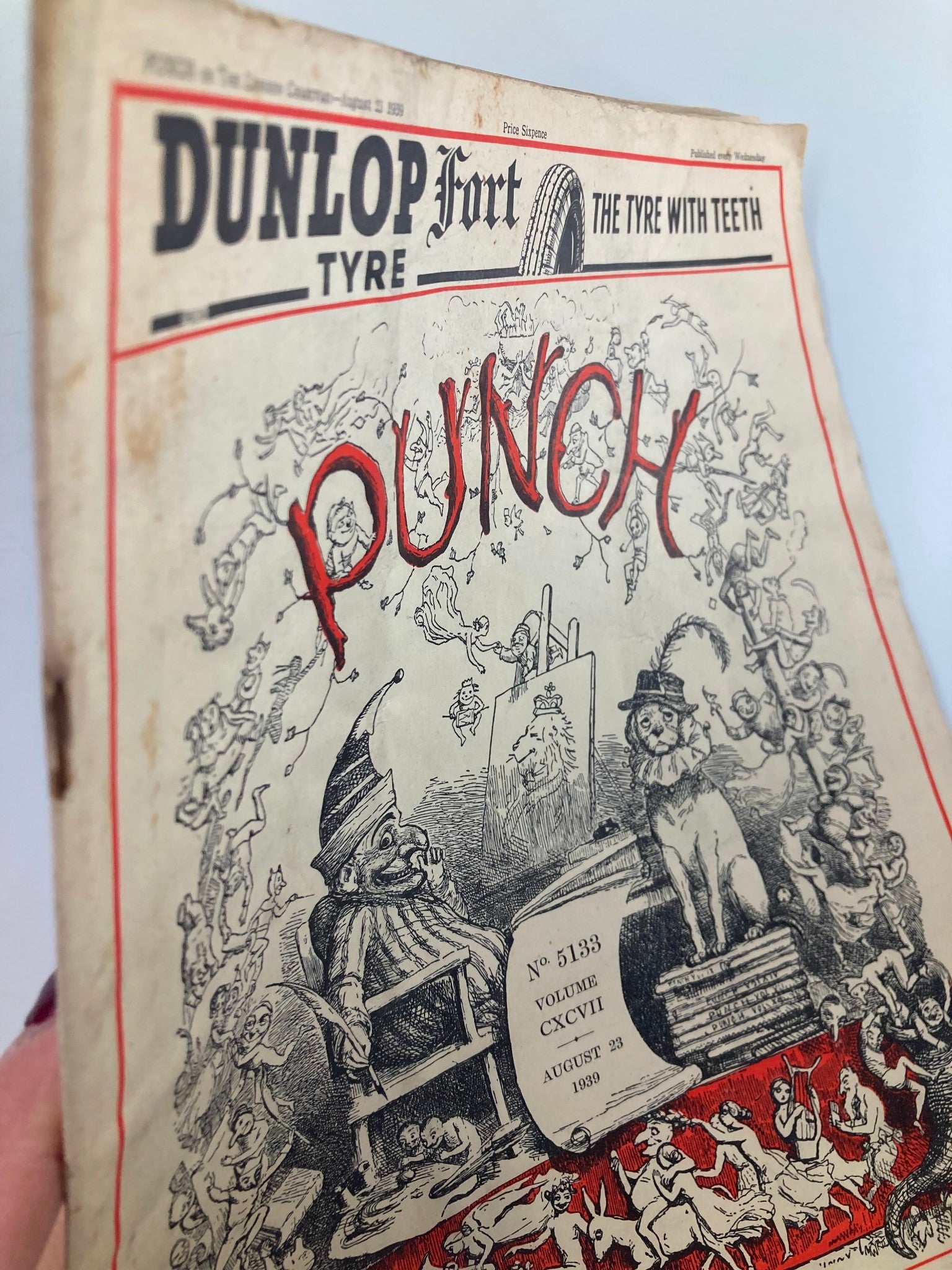 VTG Punch Magazine August 23 1939 #5133 Vol 197 WWII Cartoon & Humour No Label