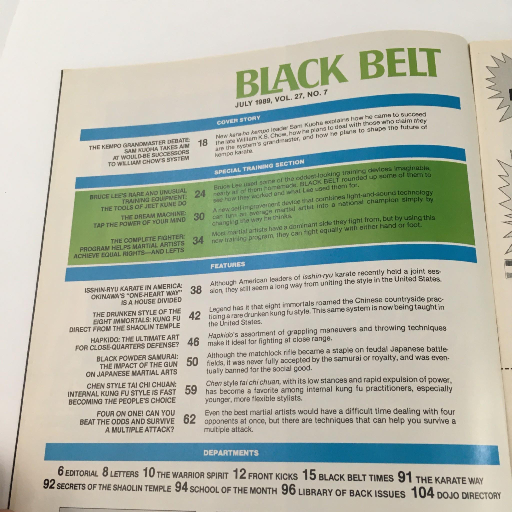 Black Belt Magazine July 1989 Sam Kuoha, William Chow of Kempo Karate No Label