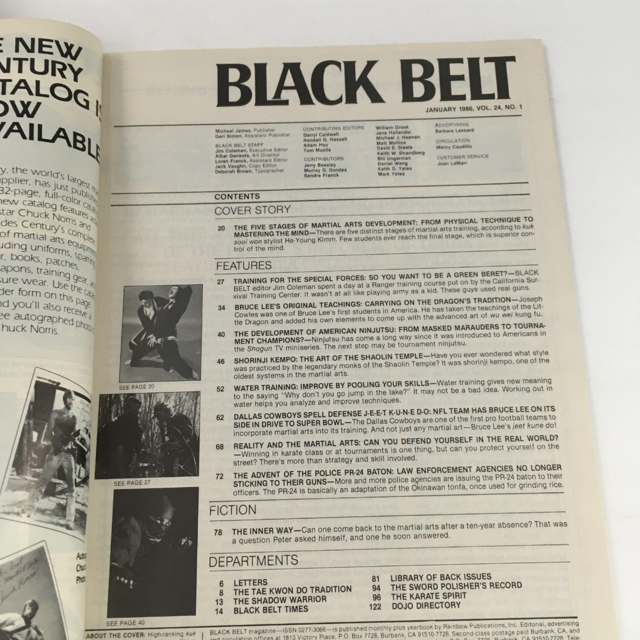 Black Belt Magazine January 1986 He-Young Kimm, American Ninjutsu, No Label