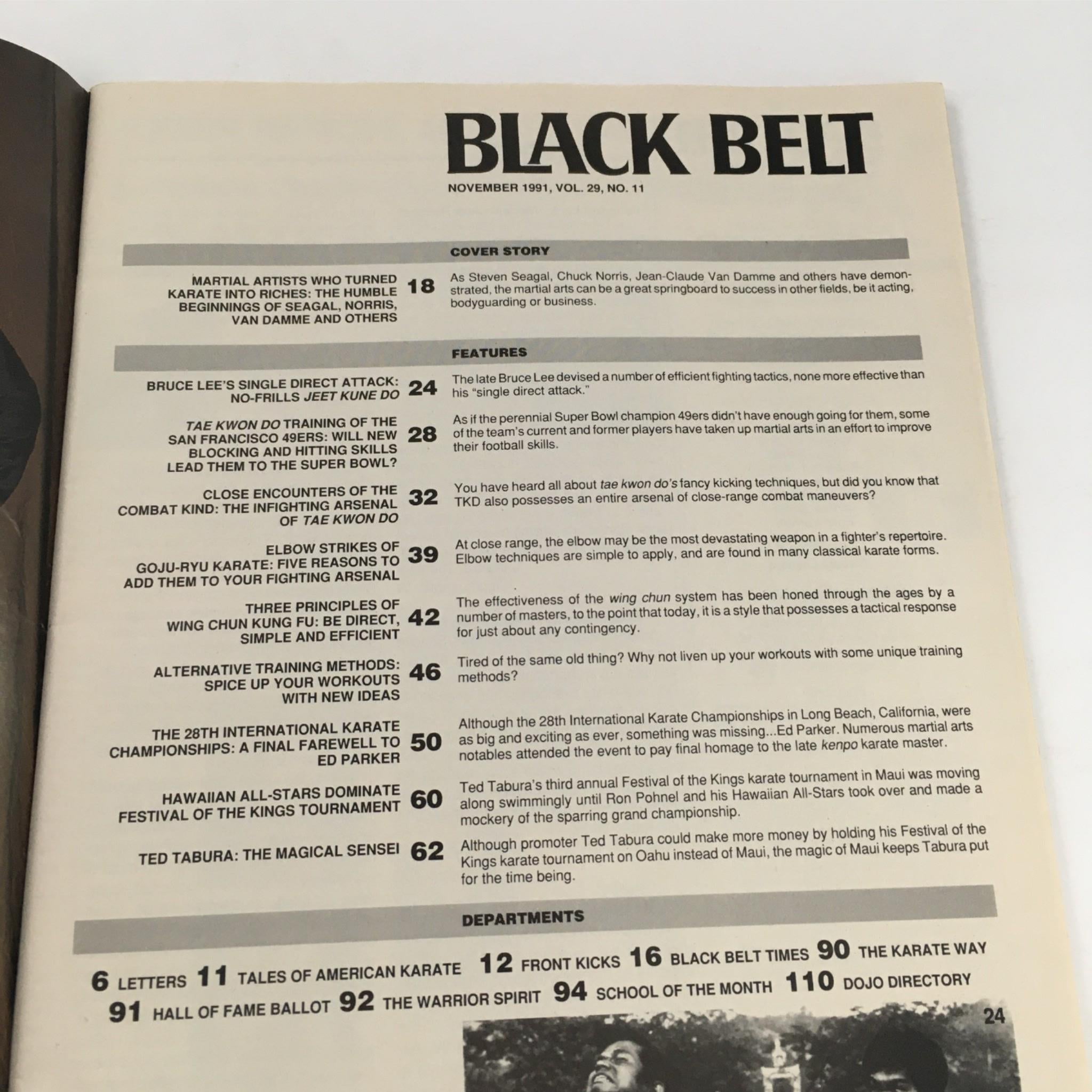 Black Belt Magazine November 1991 Steven Seagal, Chuck Norris Van Damme No Label