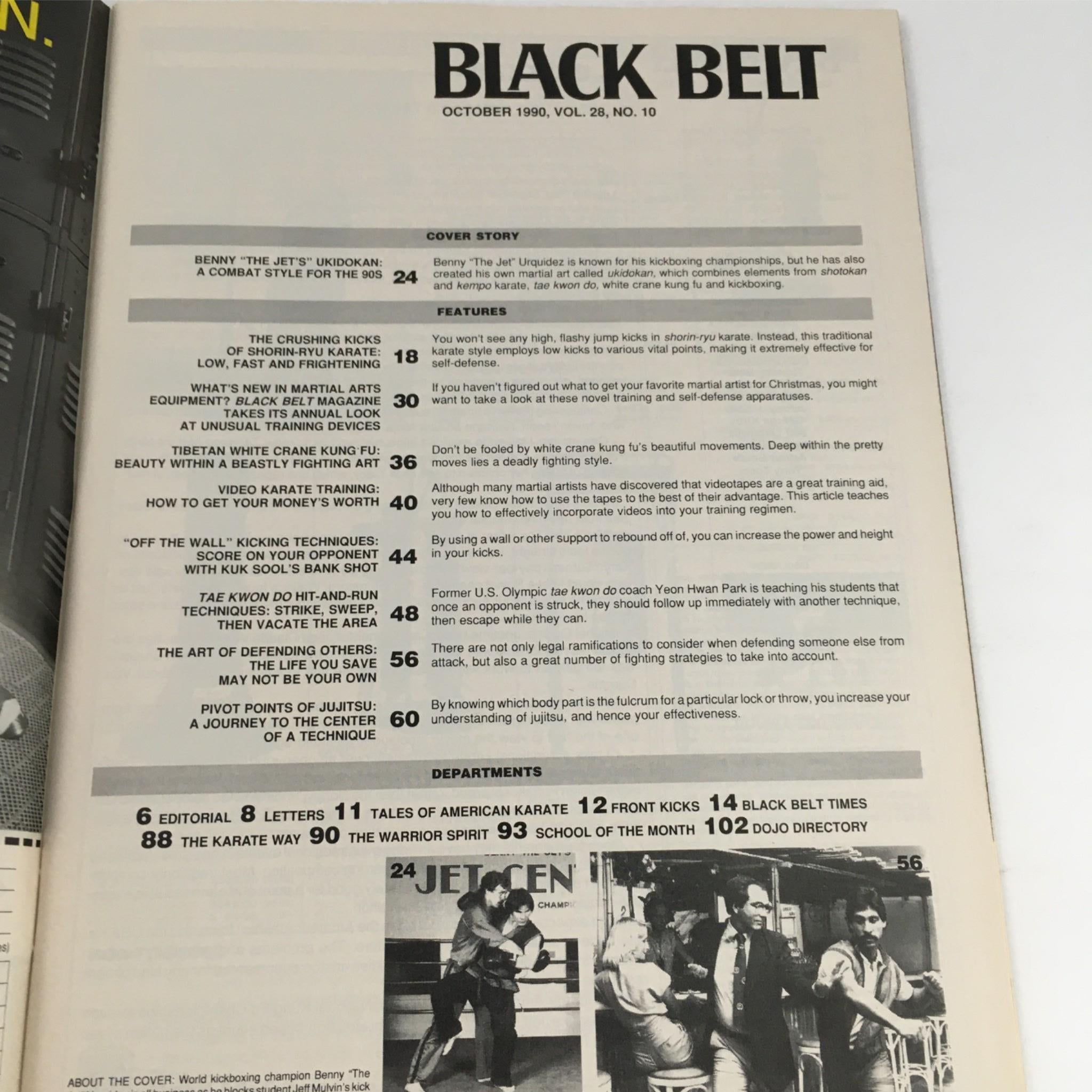 Black Belt Magazine October 1990 Benny 'The Jet' Urquidez Combat Styles No Label