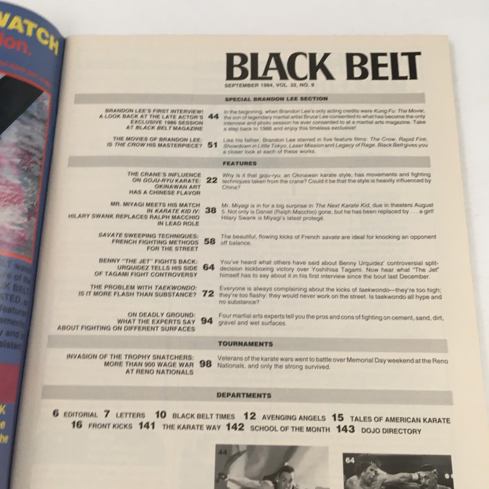 Black Belt Magazine September 1994 Brandon Lee's First Interview No Label