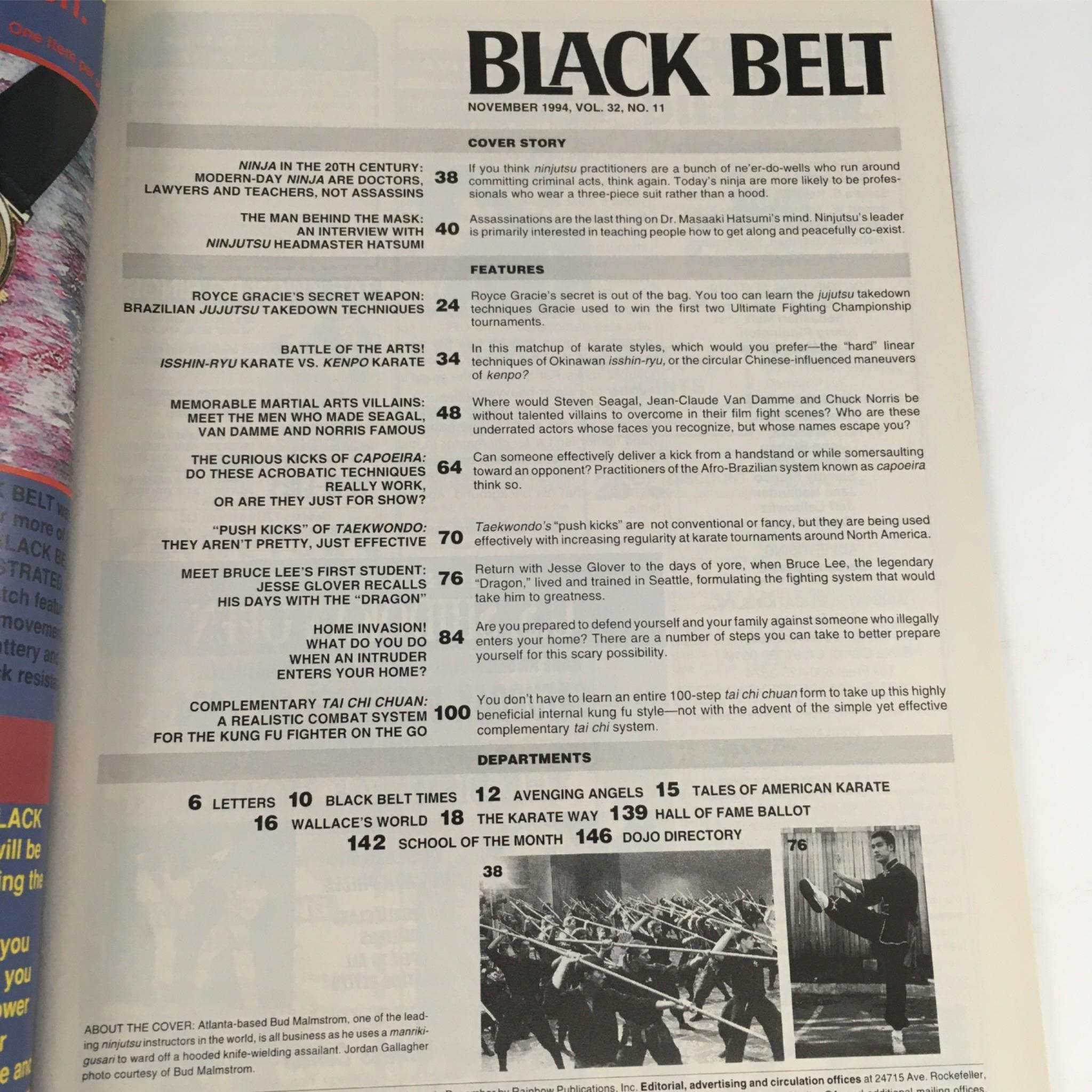 Black Belt Magazine November 1994 Dr. Masaaki Hatsumu's Ninjutsu No Label