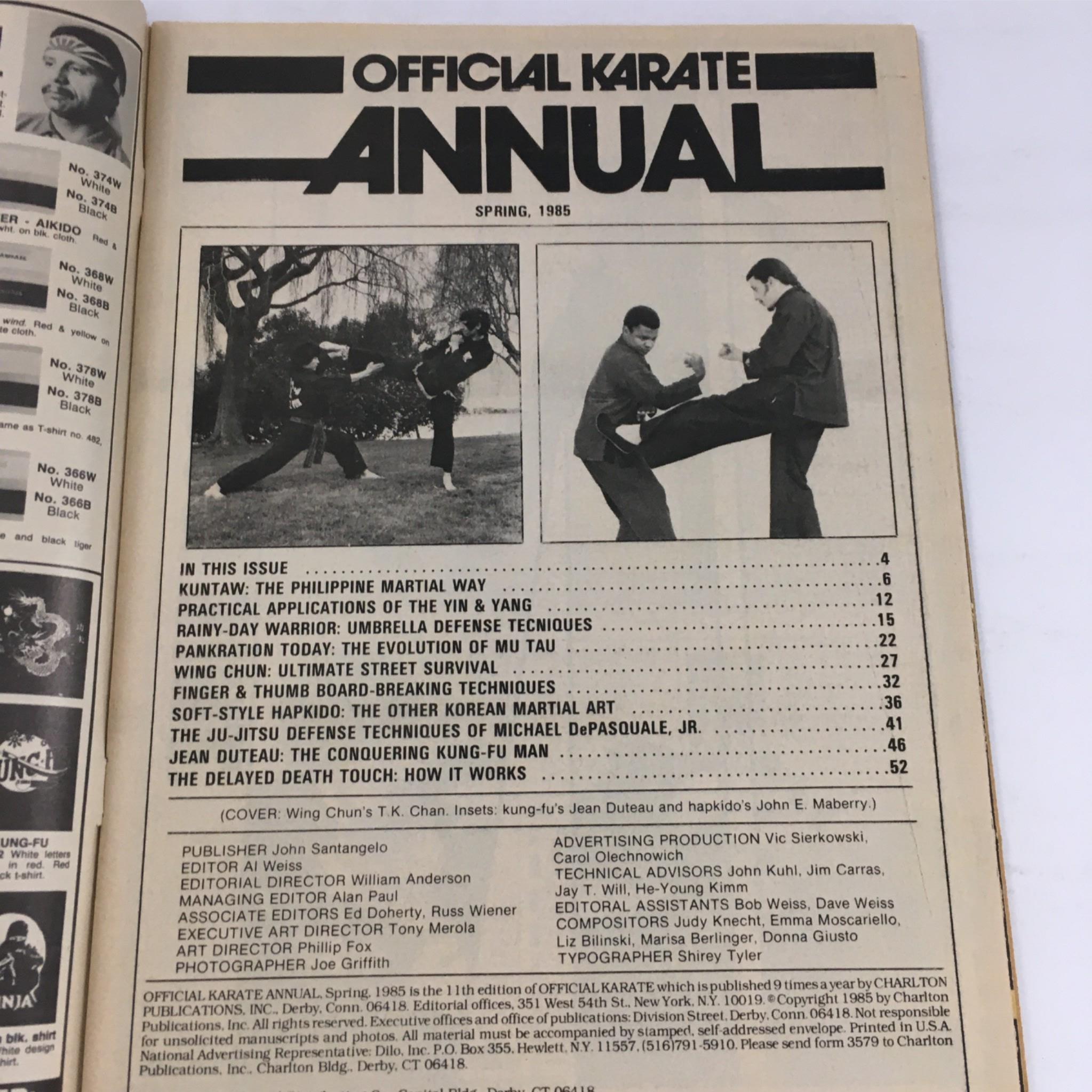 Official Karate Annual Magazine Special Edition Spring 1985 No Label VG