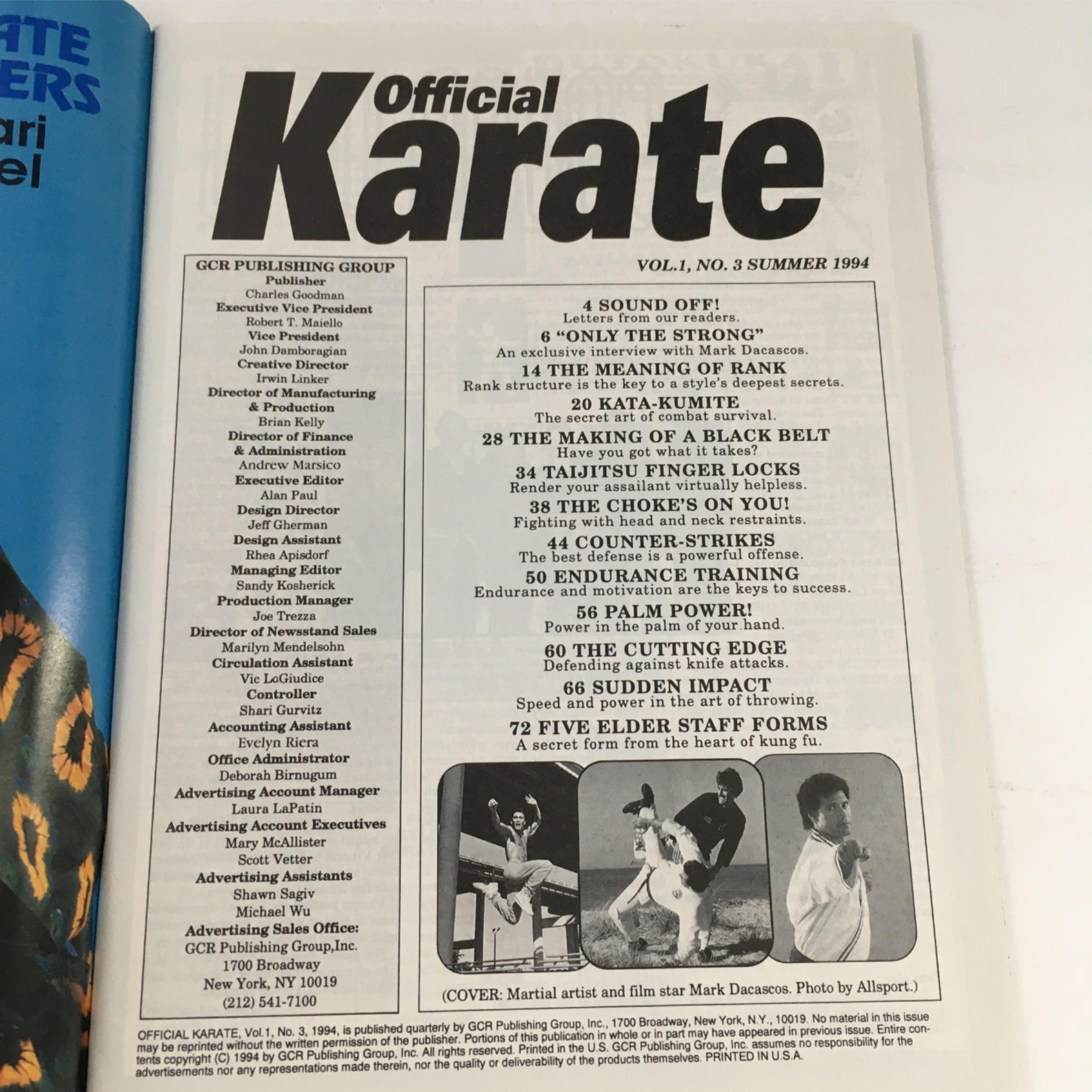 Official Karate Magazine Summer 1994 Marc Dacascos No Label VG