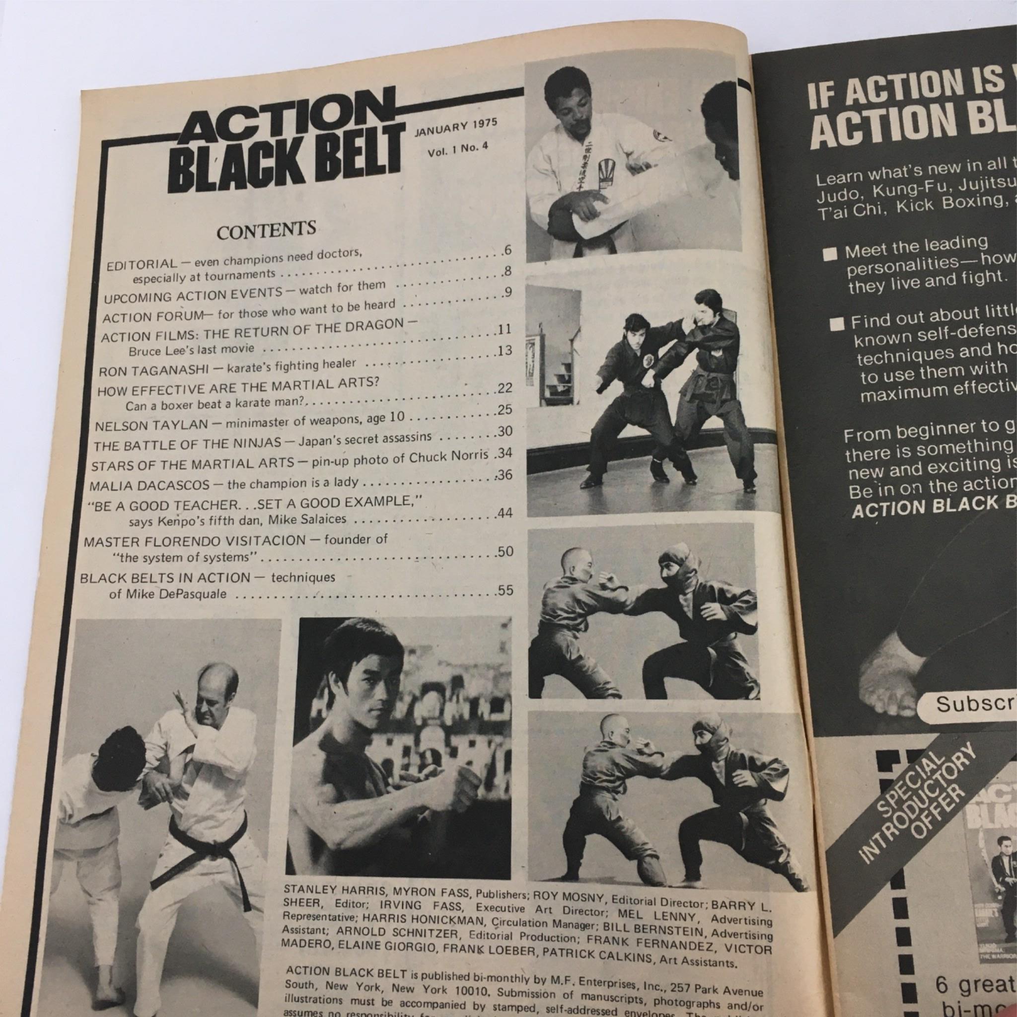 Action Black Belt Magazine January 1975 Nelson Taylan No Label VG