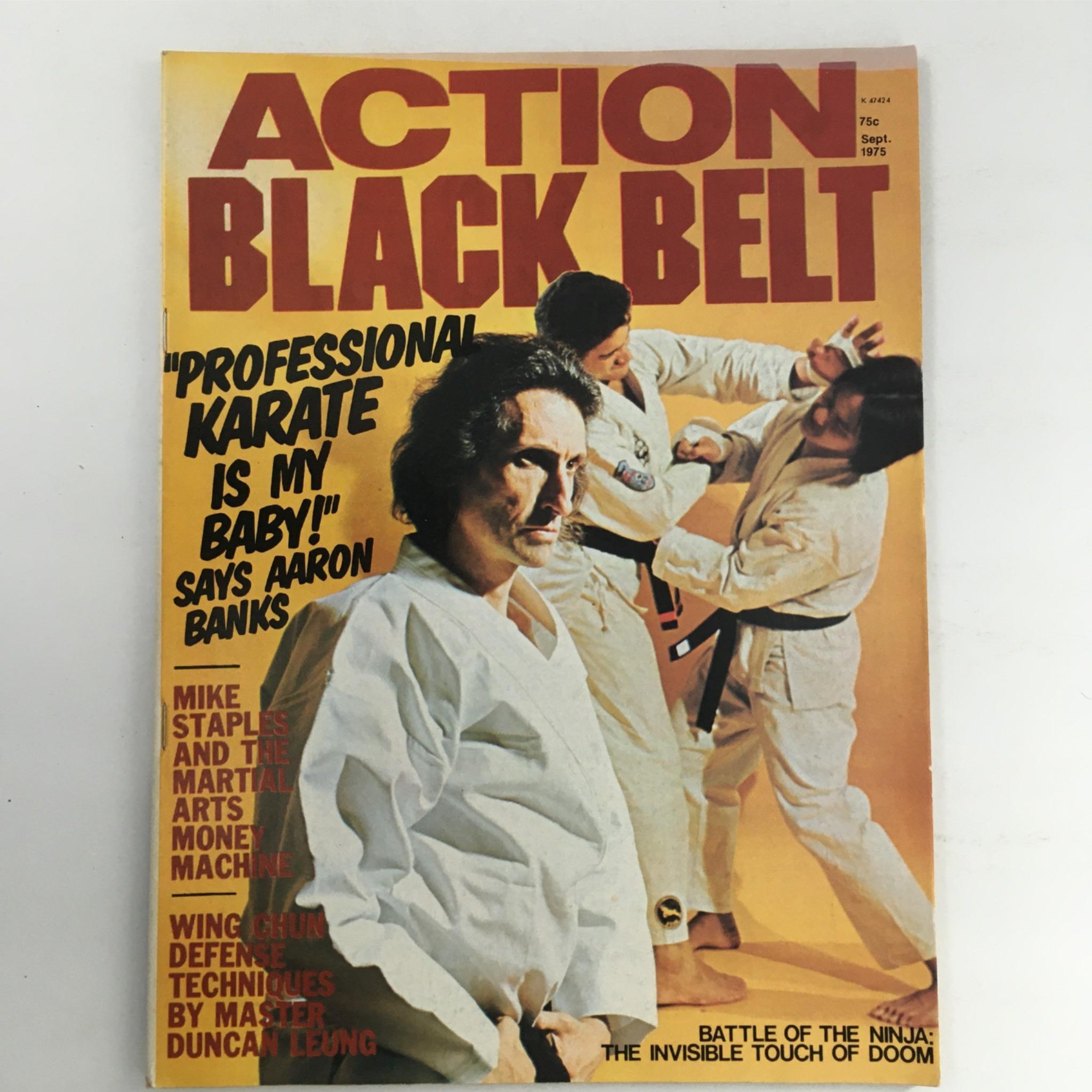 Action Black Belt Magazine September 1975 Aaron Banks, Mike Stapels No Label VG